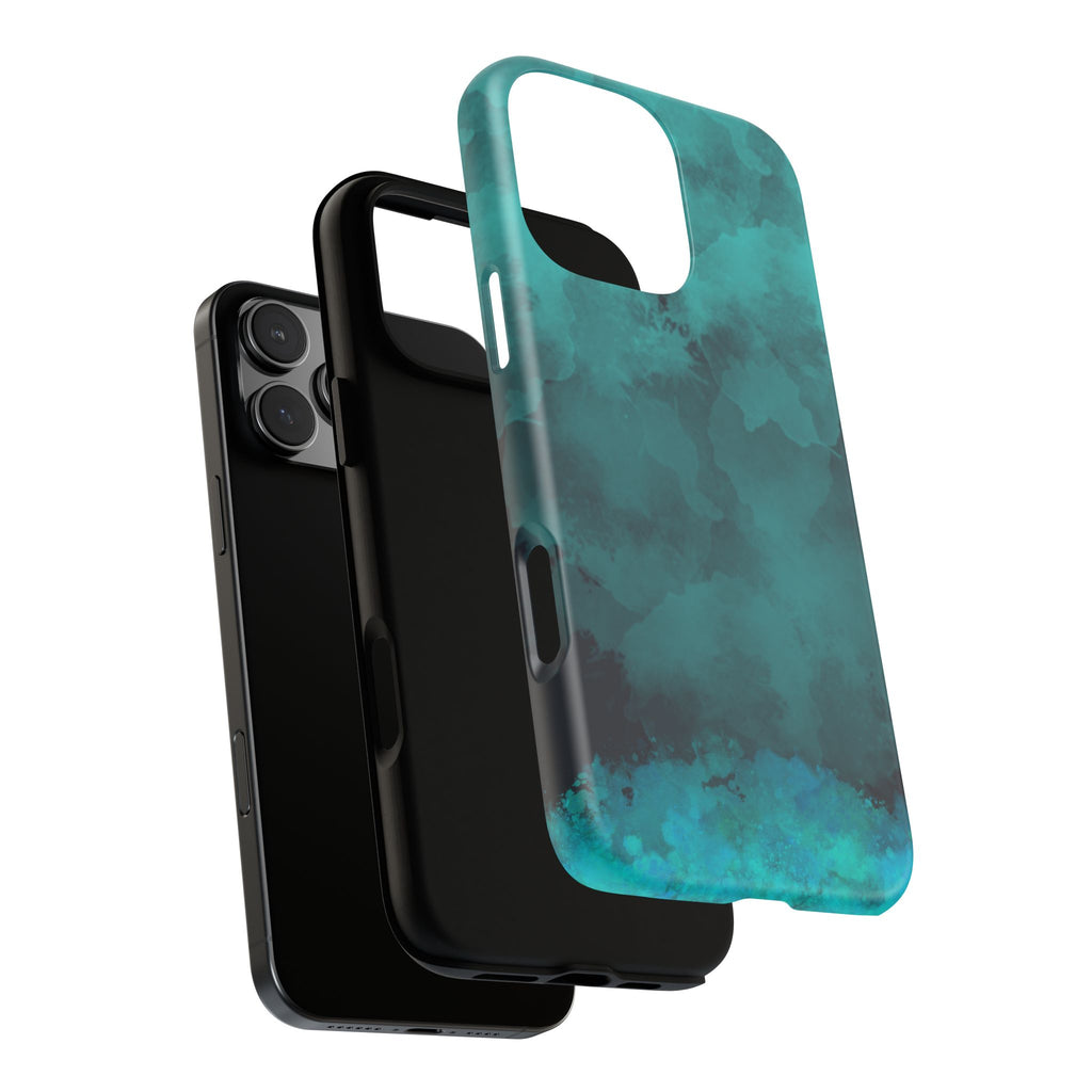 Turquoise Cloud Tough Phone Case — Protective Teal Marble Design