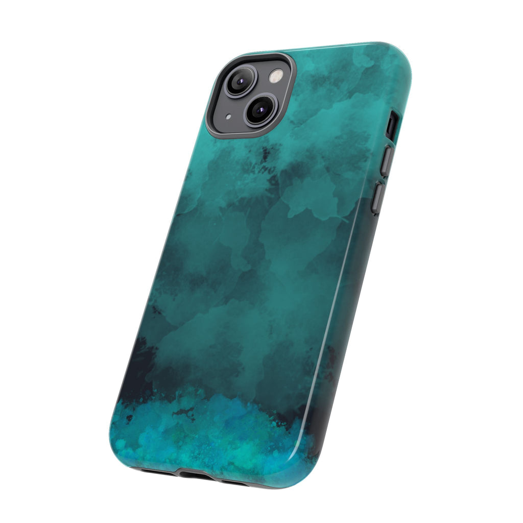 Turquoise Cloud Tough Phone Case — Protective Teal Marble Design