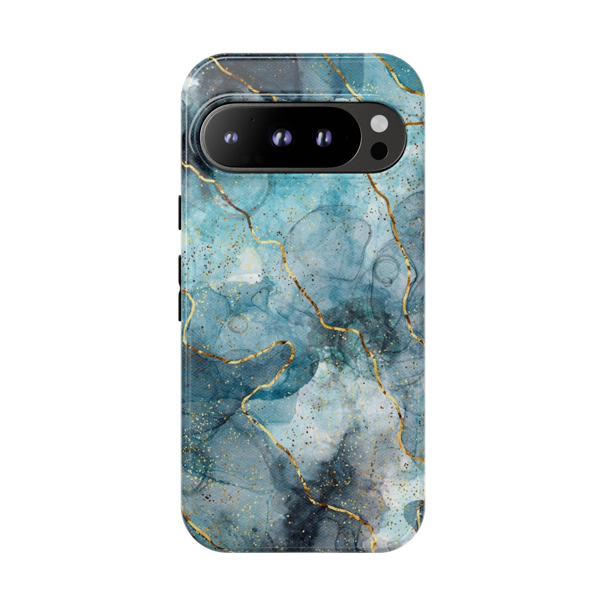 Blue Gold Marble Tough Phone Case