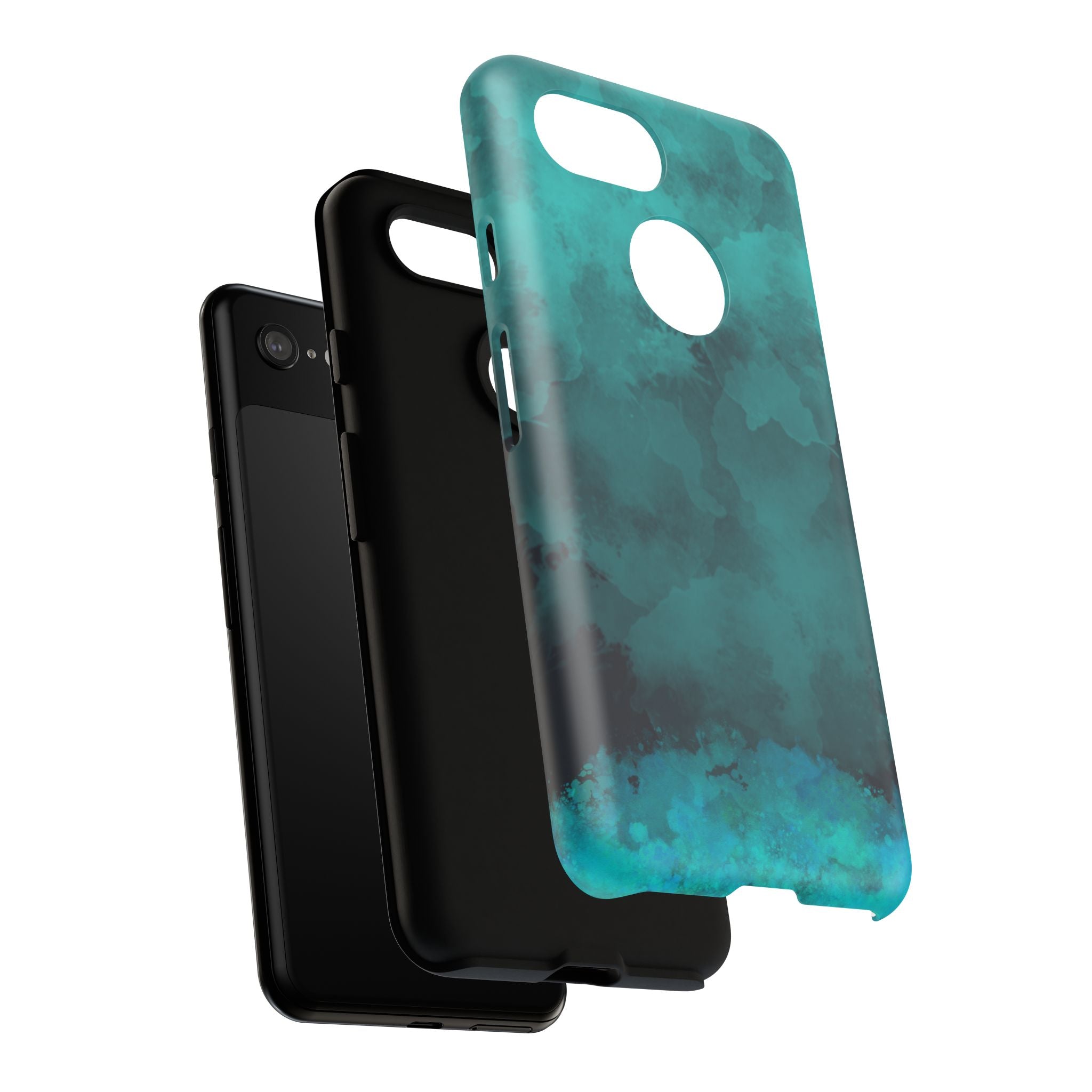 Turquoise Cloud Tough Phone Case — Protective Teal Marble Design