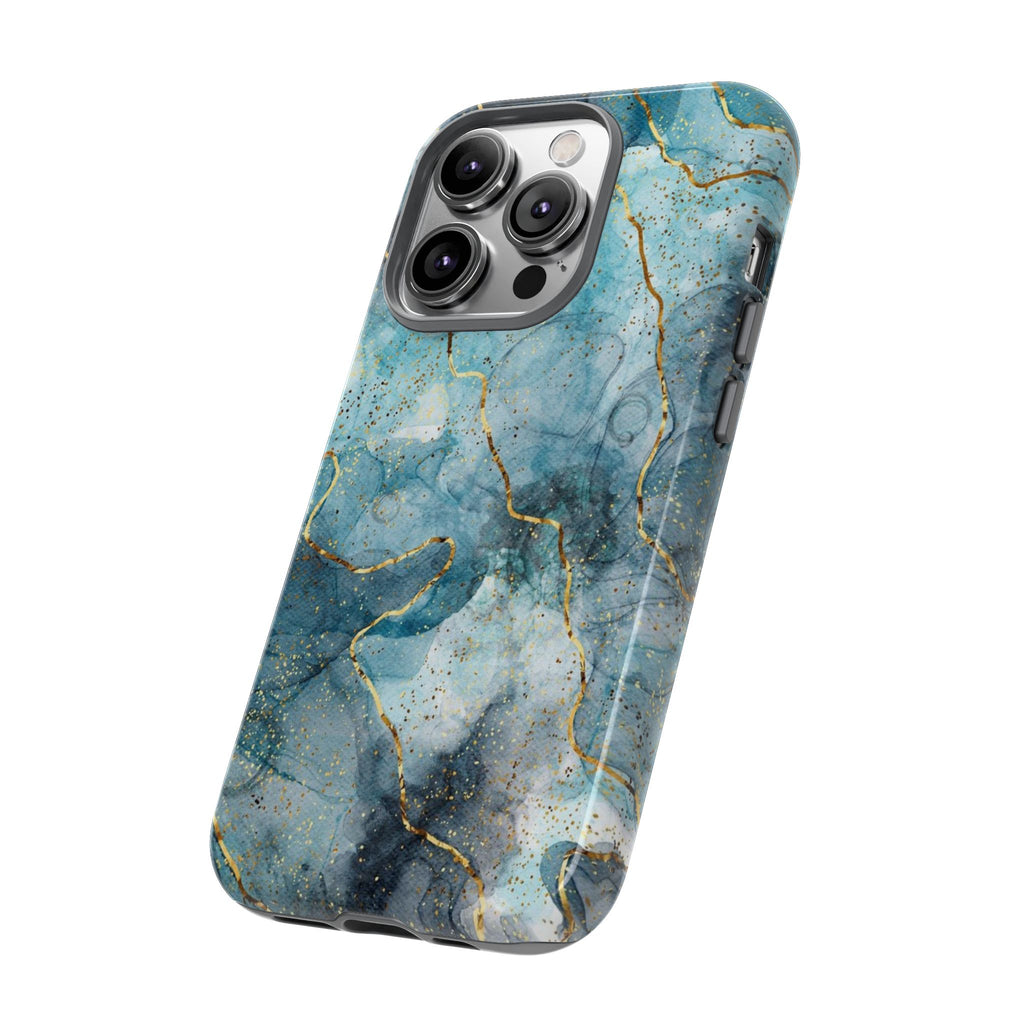 Blue Gold Marble Tough Phone Case
