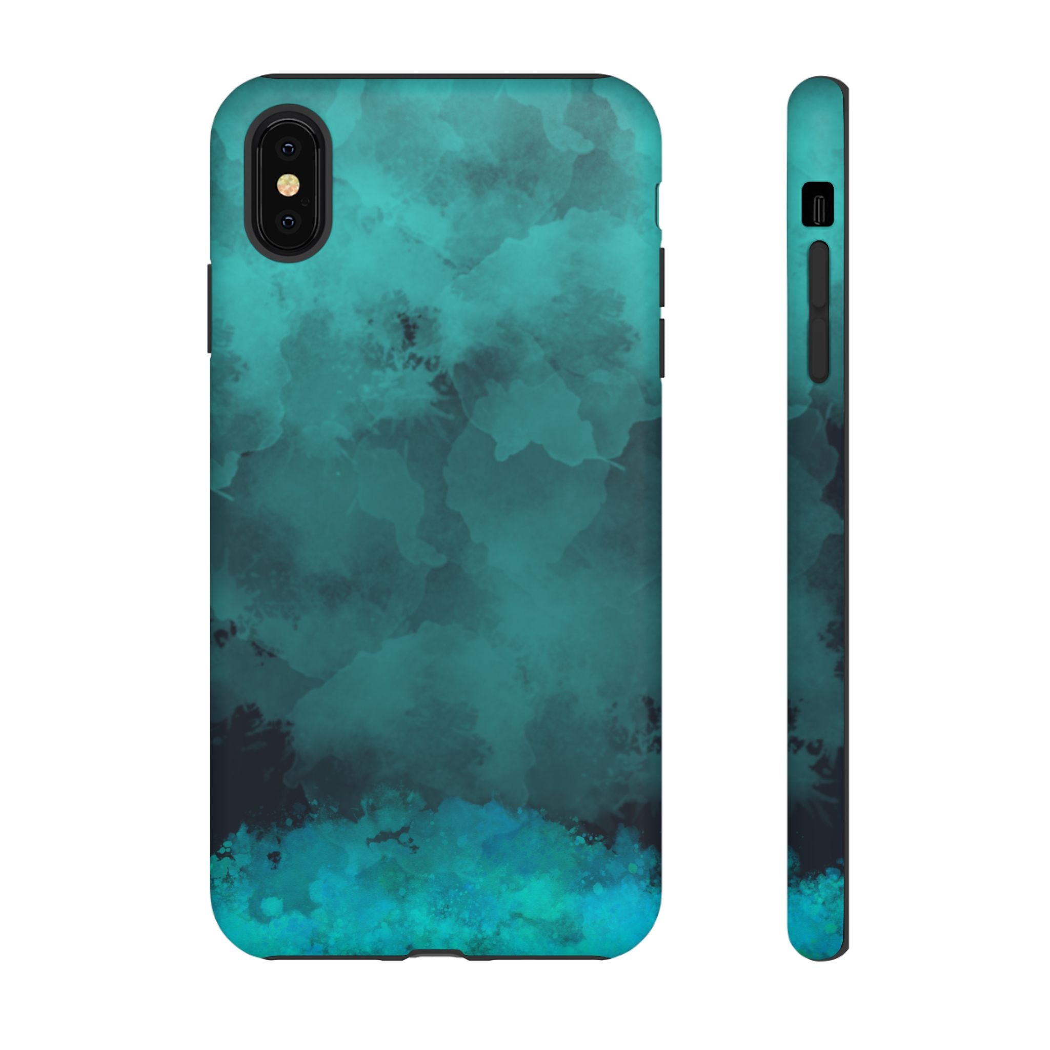 Turquoise Cloud Tough Phone Case — Protective Teal Marble Design