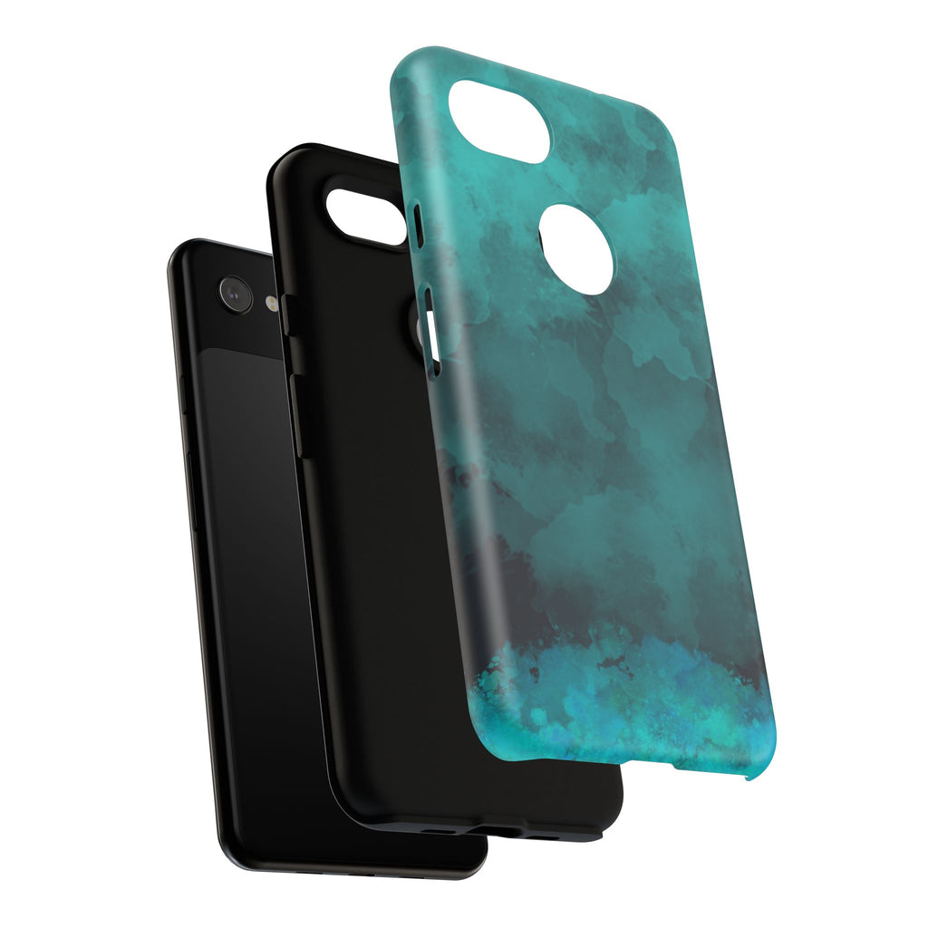 Turquoise Cloud Tough Phone Case — Protective Teal Marble Design