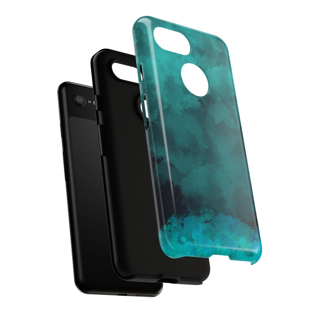 Turquoise Cloud Tough Phone Case — Protective Teal Marble Design