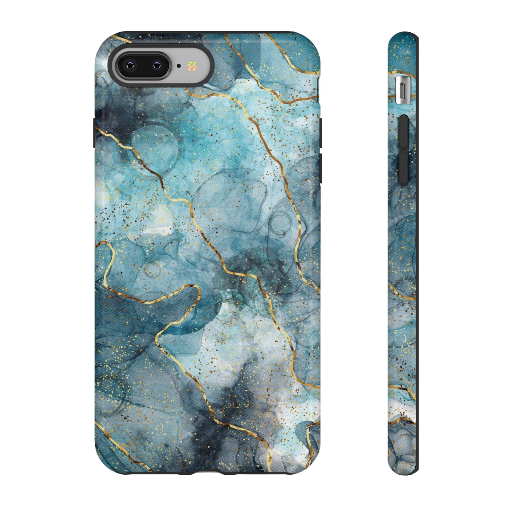 Blue Gold Marble Tough Phone Case