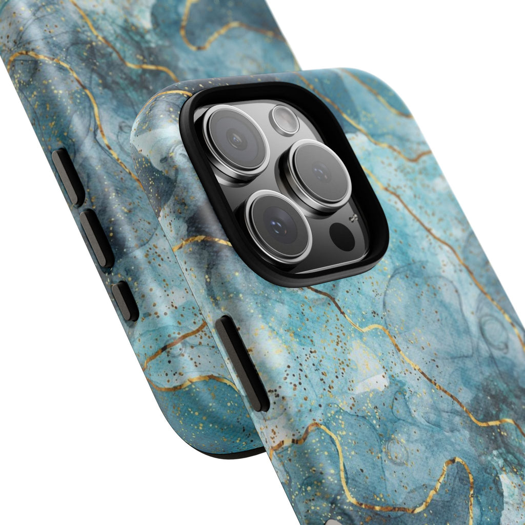 Blue Gold Marble Tough Phone Case