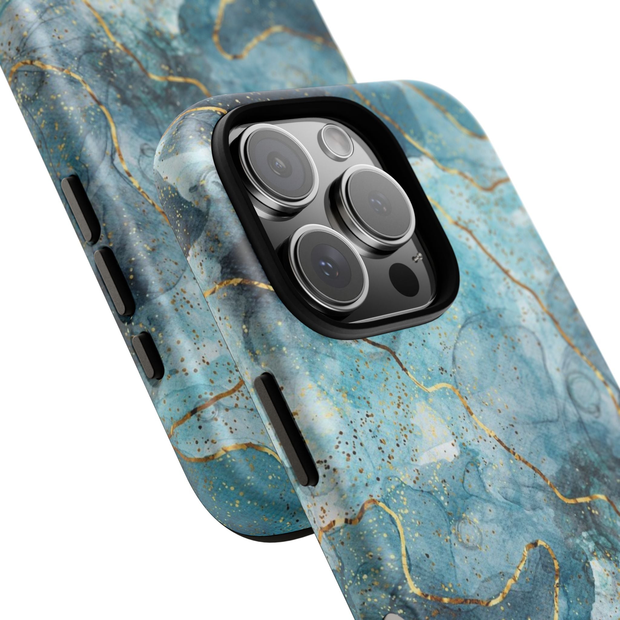 Blue Gold Marble Tough Phone Case