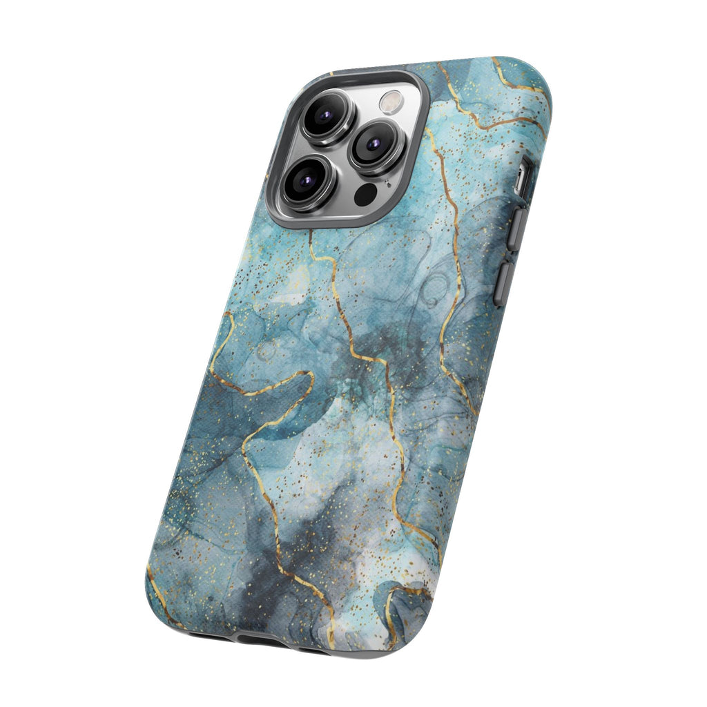 Blue Gold Marble Tough Phone Case