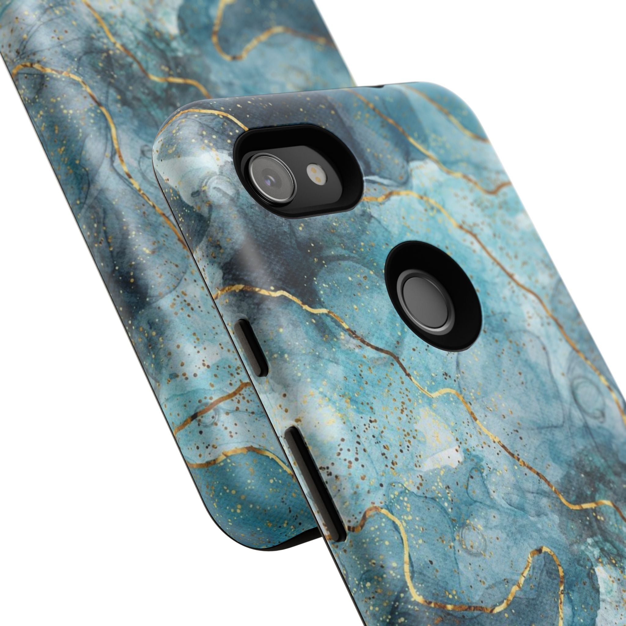 Blue Gold Marble Tough Phone Case