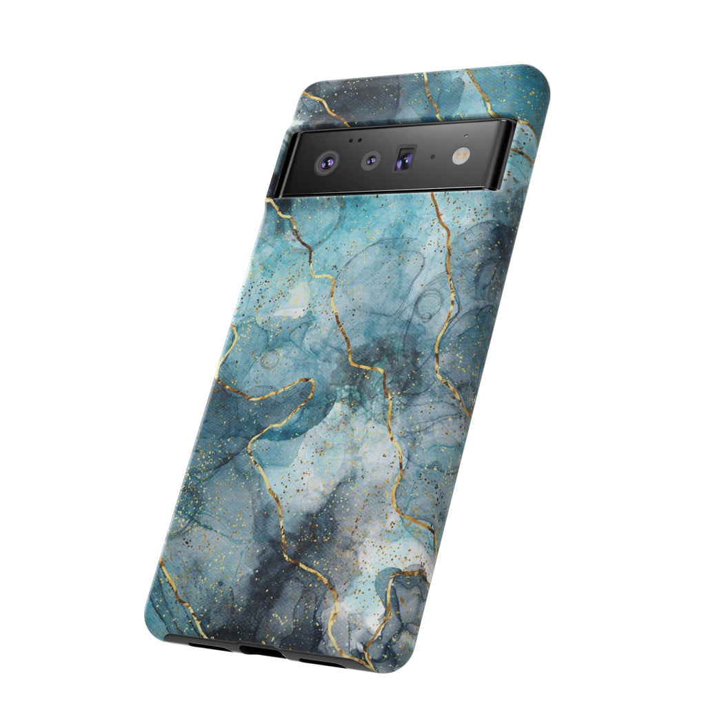 Blue Gold Marble Tough Phone Case