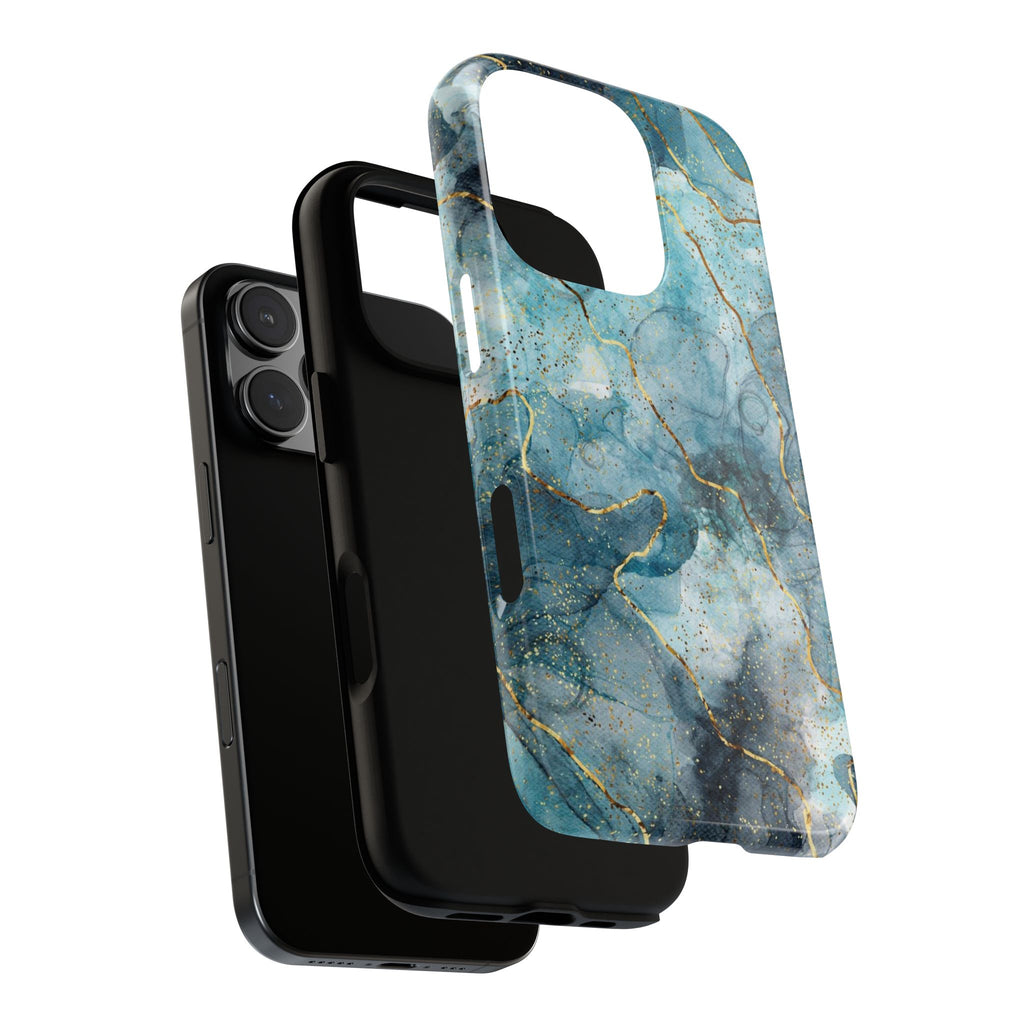 Blue Gold Marble Tough Phone Case