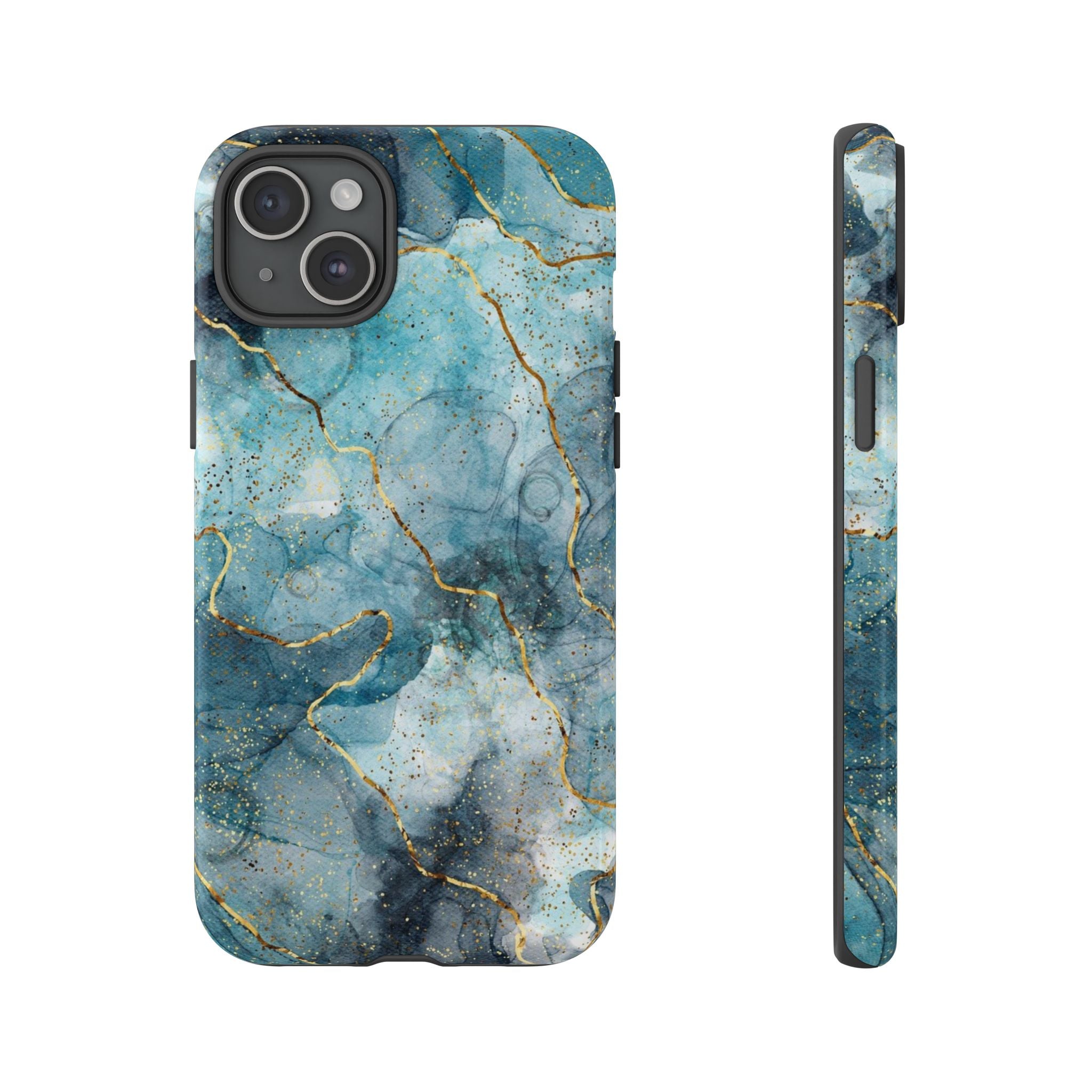 Blue Gold Marble Tough Phone Case