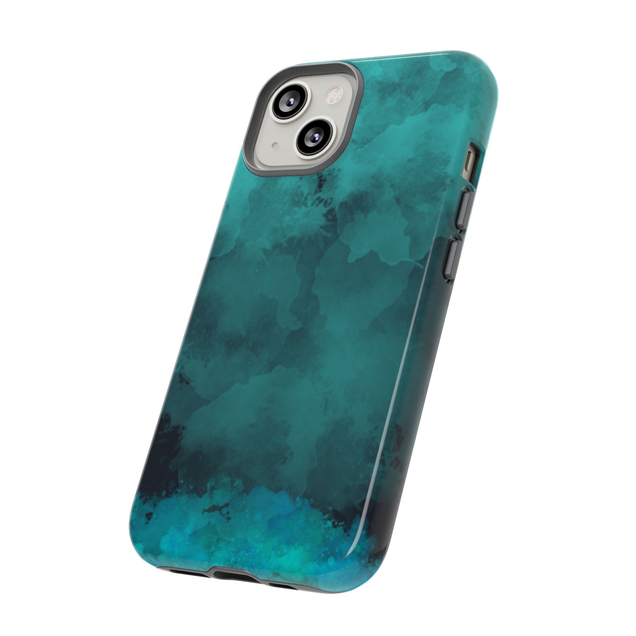 Turquoise Cloud Tough Phone Case — Protective Teal Marble Design