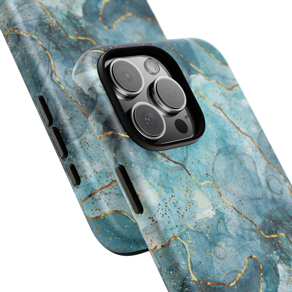 Blue Gold Marble Tough Phone Case