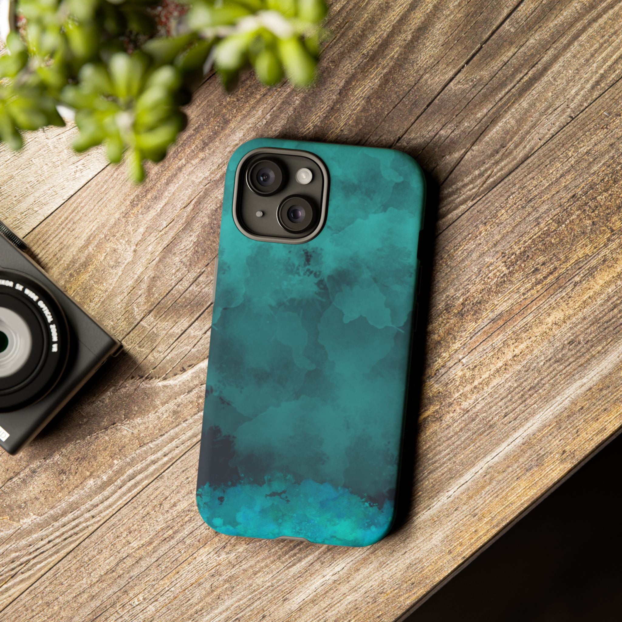 Turquoise Cloud Tough Phone Case — Protective Teal Marble Design