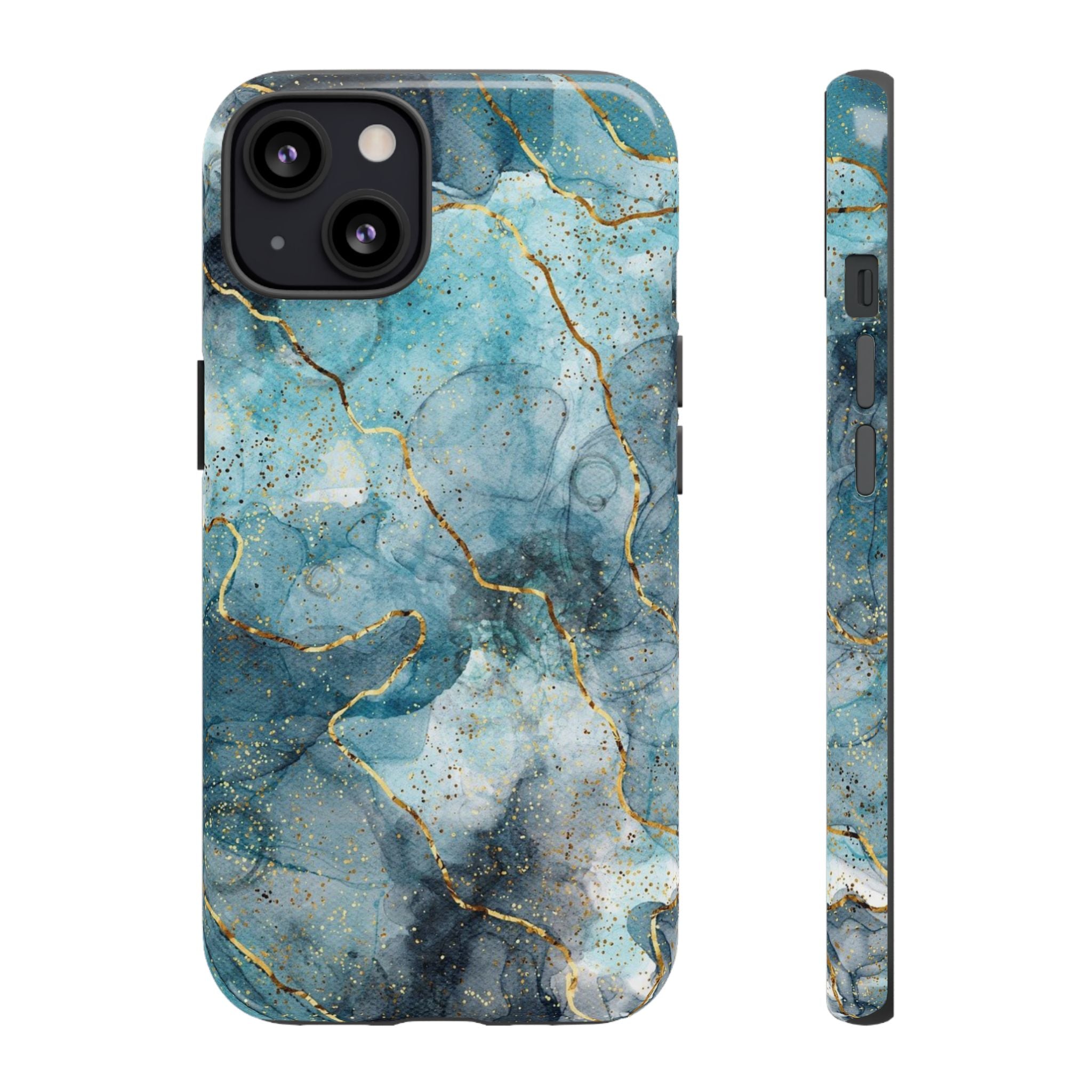 Blue Gold Marble Tough Phone Case