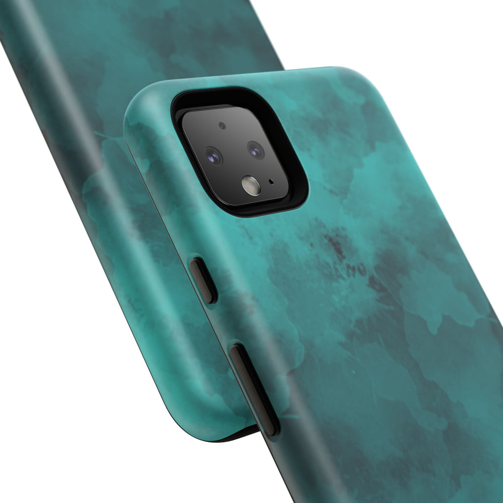 Turquoise Cloud Tough Phone Case — Protective Teal Marble Design