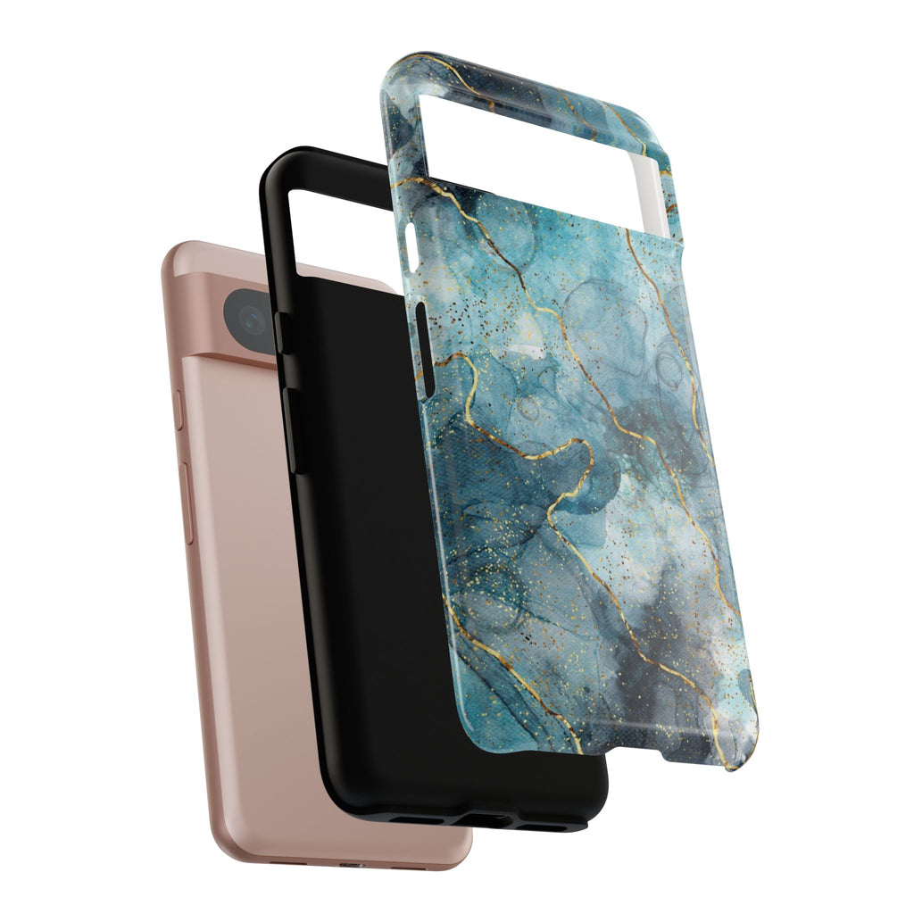 Blue Gold Marble Tough Phone Case