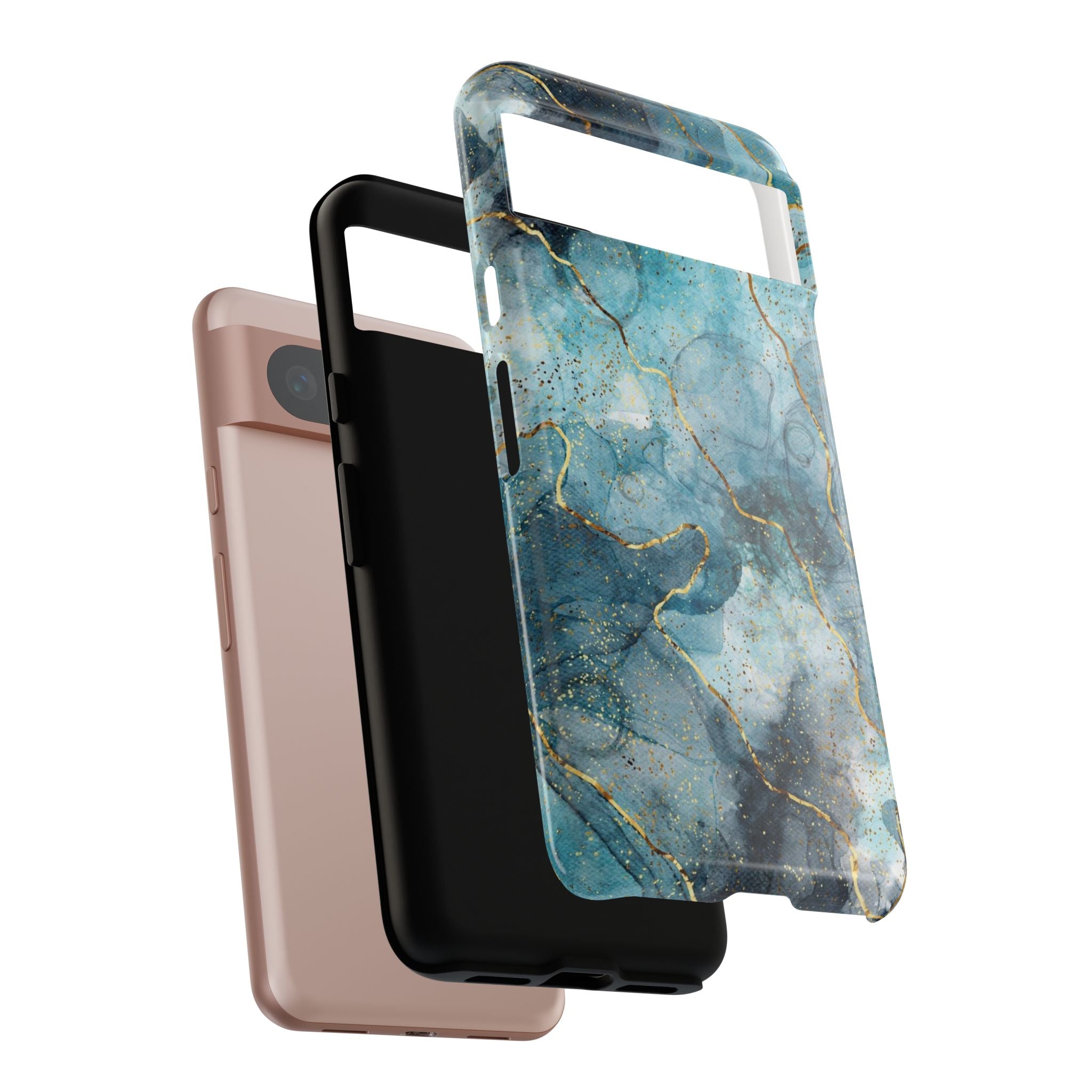 Blue Gold Marble Tough Phone Case