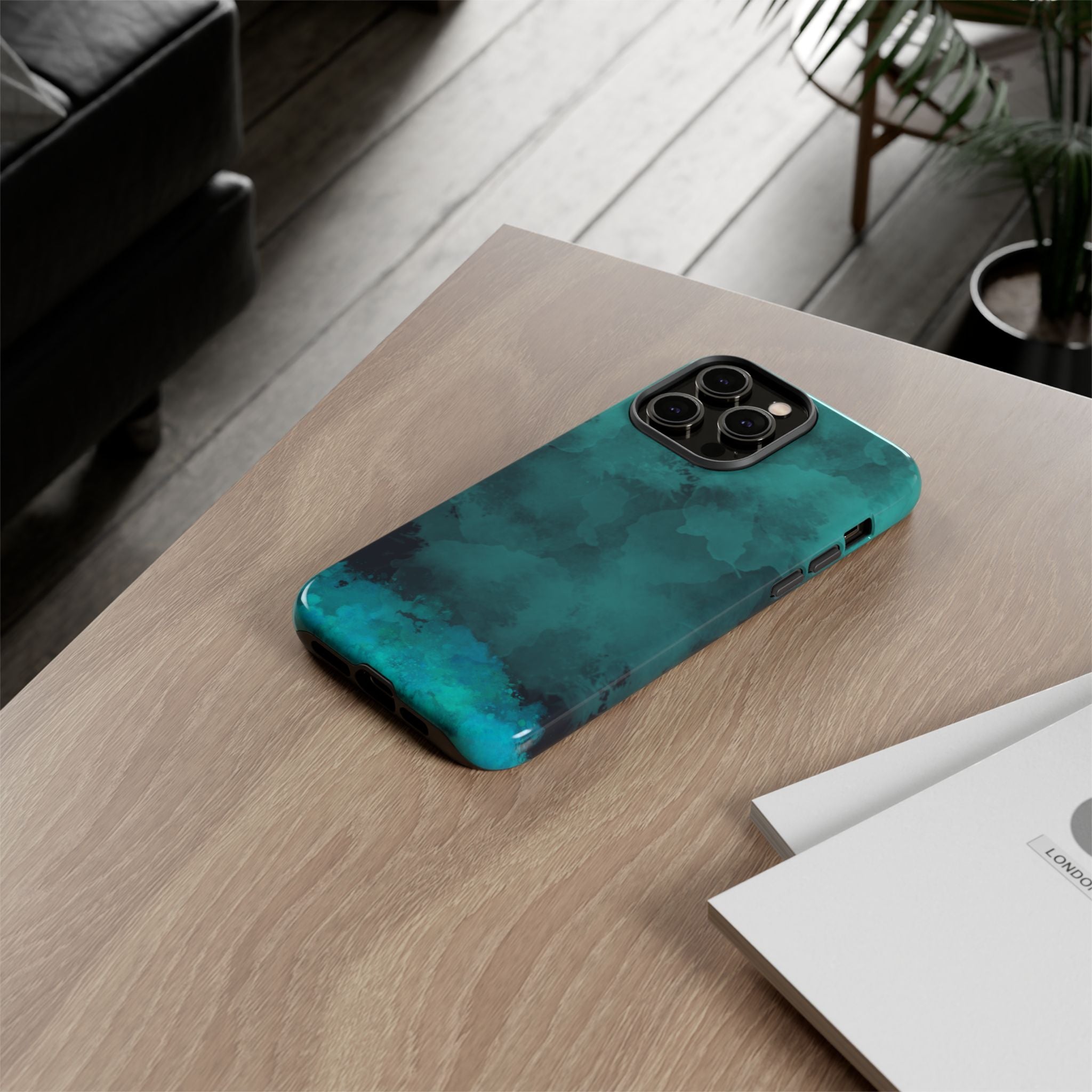 Turquoise Cloud Tough Phone Case — Protective Teal Marble Design