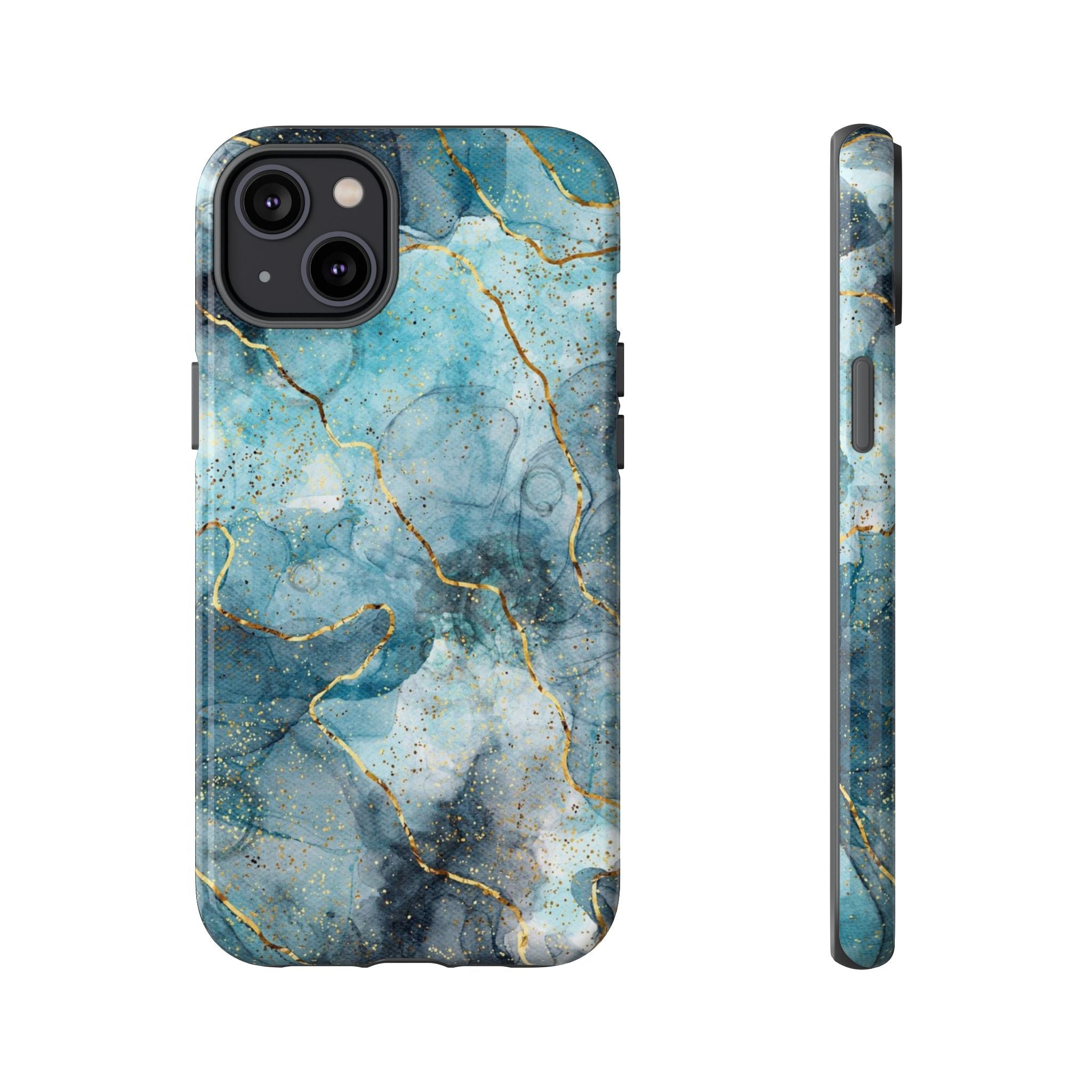 Blue Gold Marble Tough Phone Case