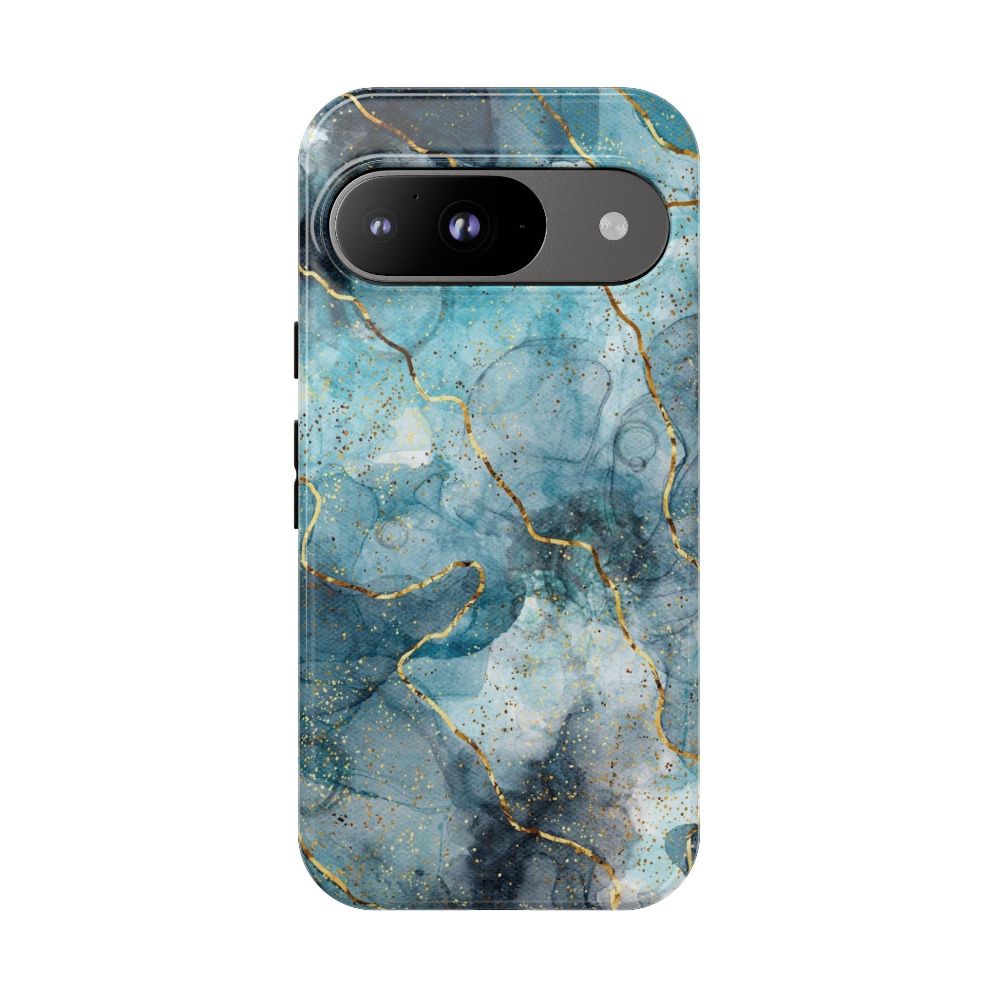 Blue Gold Marble Tough Phone Case