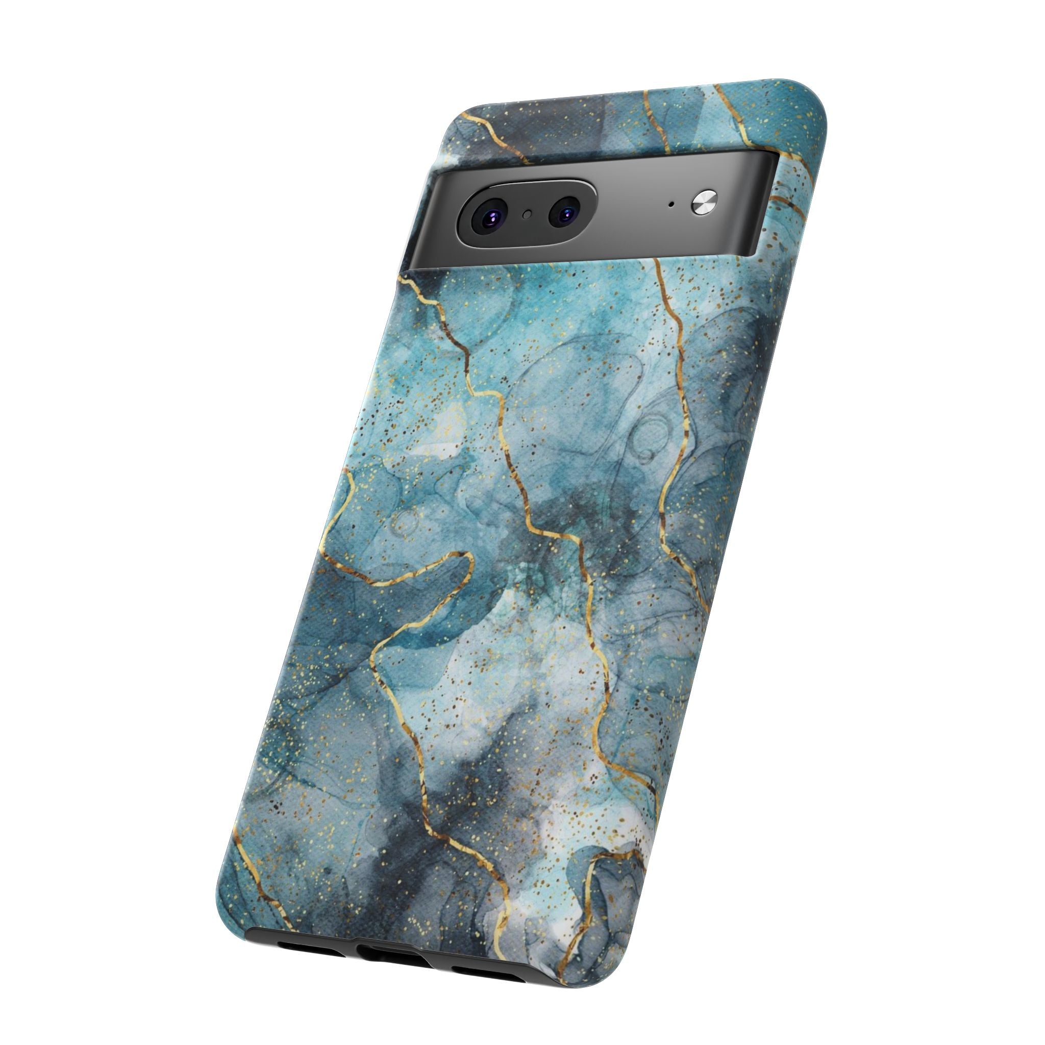 Blue Gold Marble Tough Phone Case