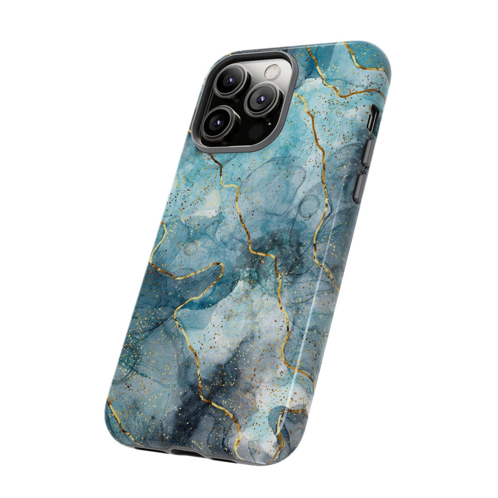Blue Gold Marble Tough Phone Case