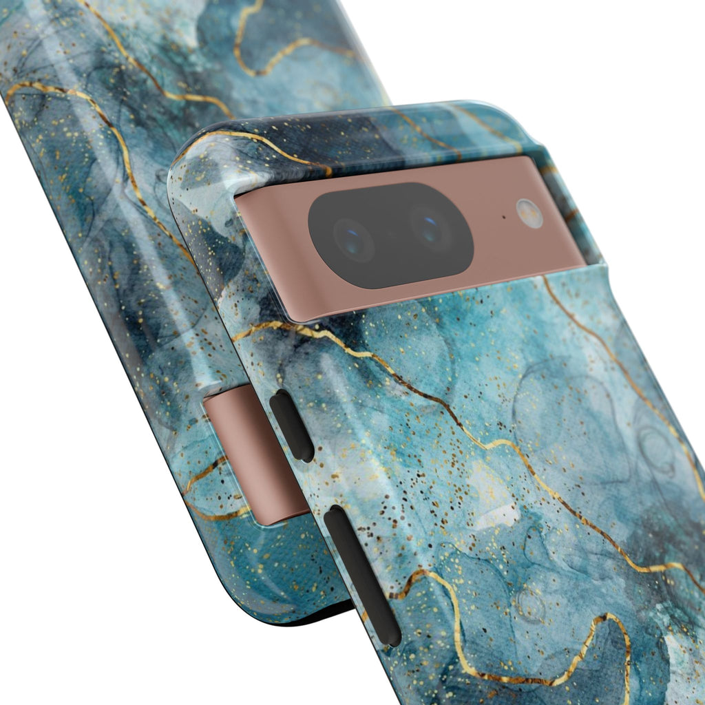 Blue Gold Marble Tough Phone Case