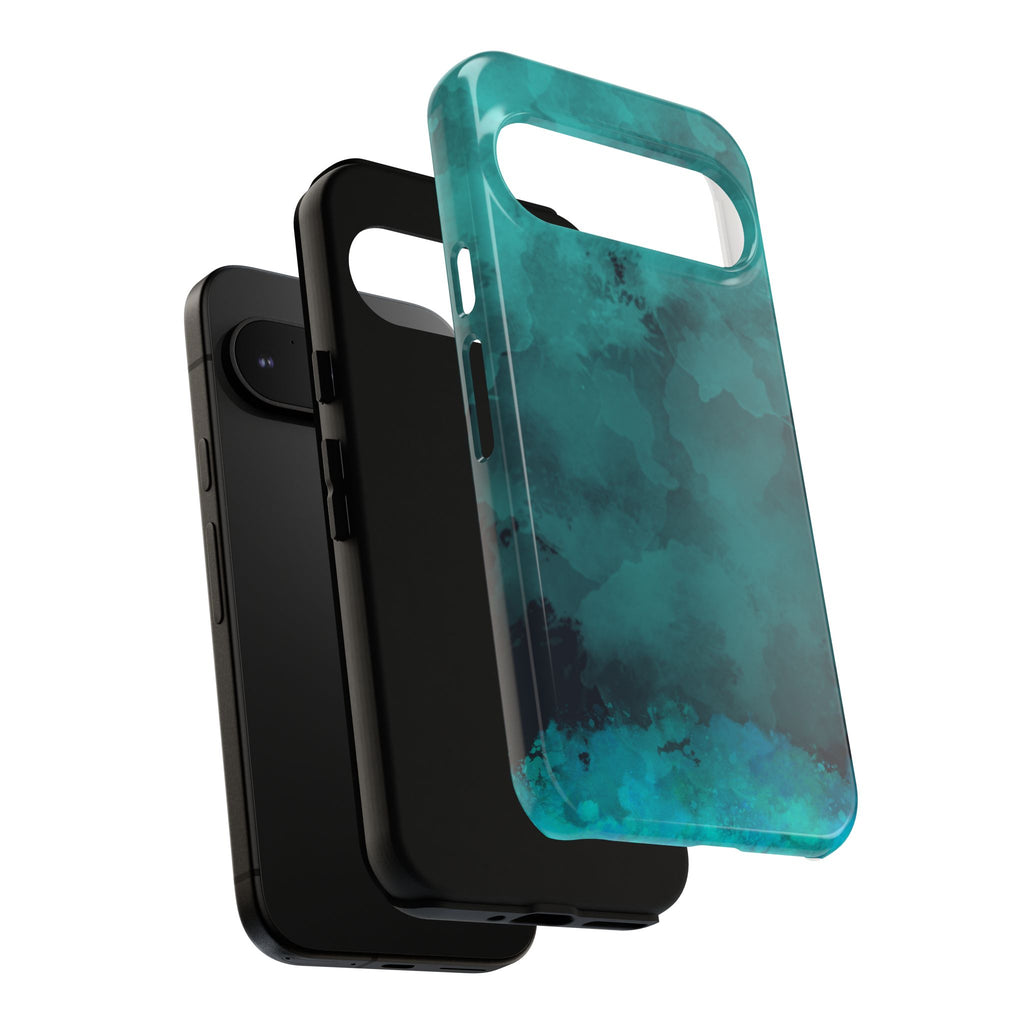 Turquoise Cloud Tough Phone Case — Protective Teal Marble Design