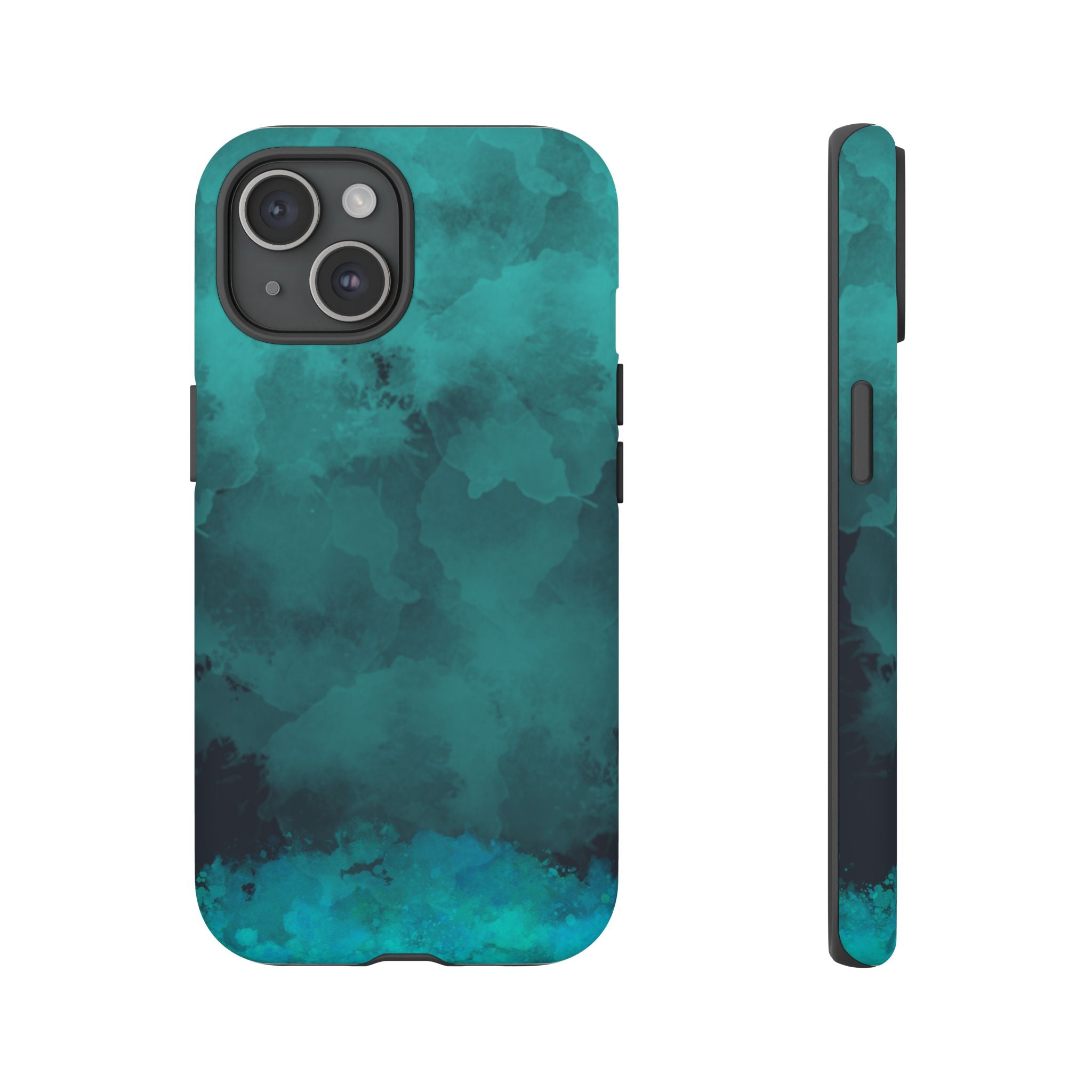 Turquoise Cloud Tough Phone Case — Protective Teal Marble Design