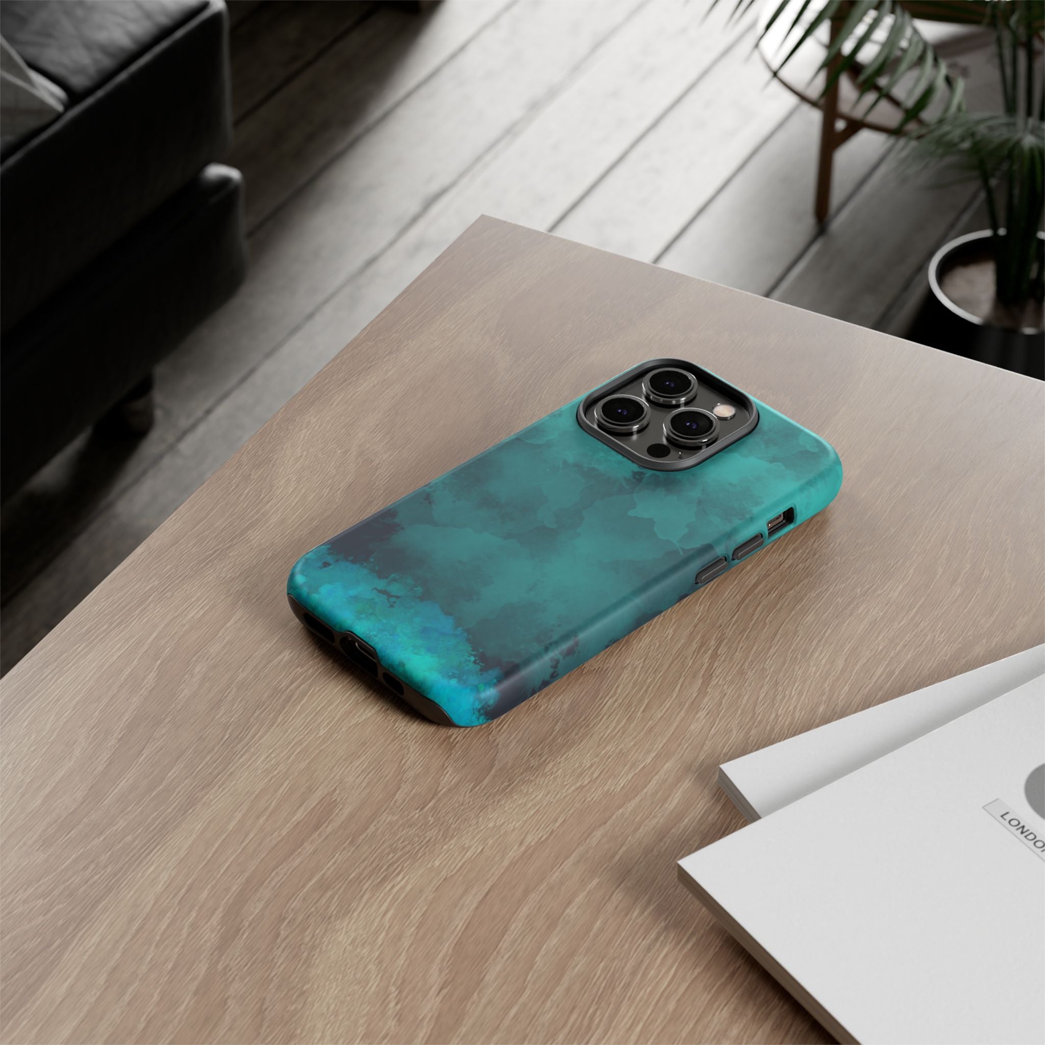 Turquoise Cloud Tough Phone Case — Protective Teal Marble Design
