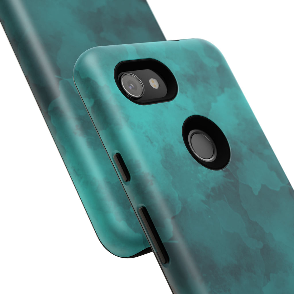 Turquoise Cloud Tough Phone Case — Protective Teal Marble Design