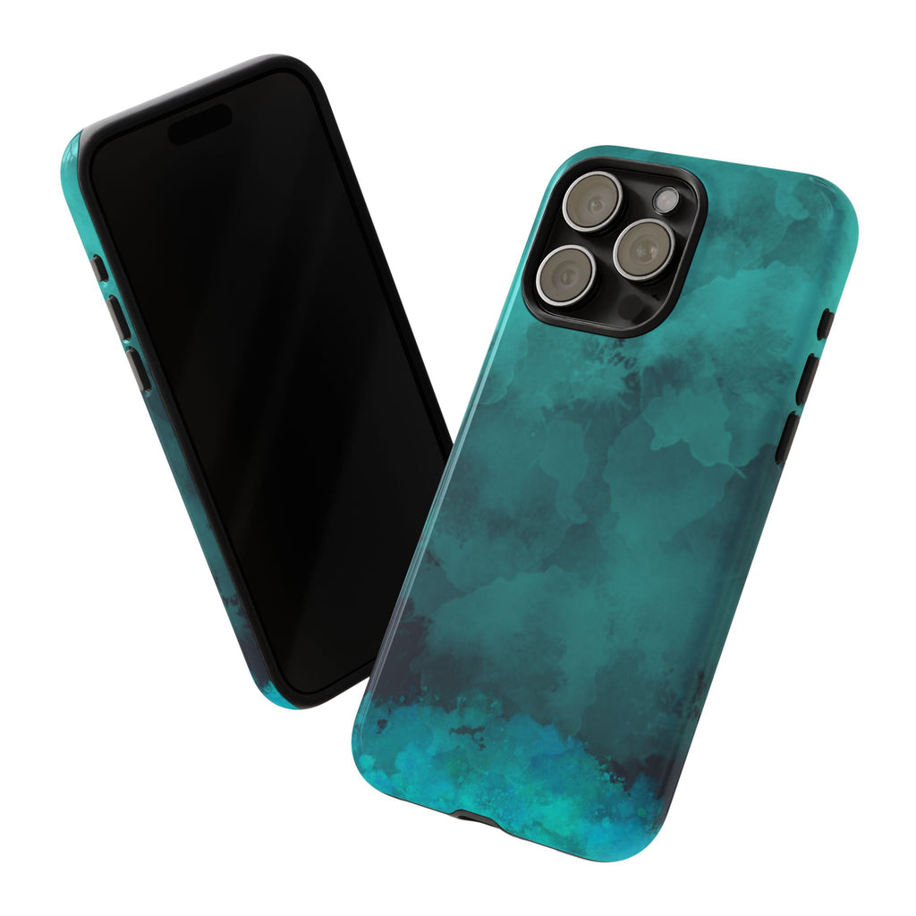 Turquoise Cloud Tough Phone Case — Protective Teal Marble Design