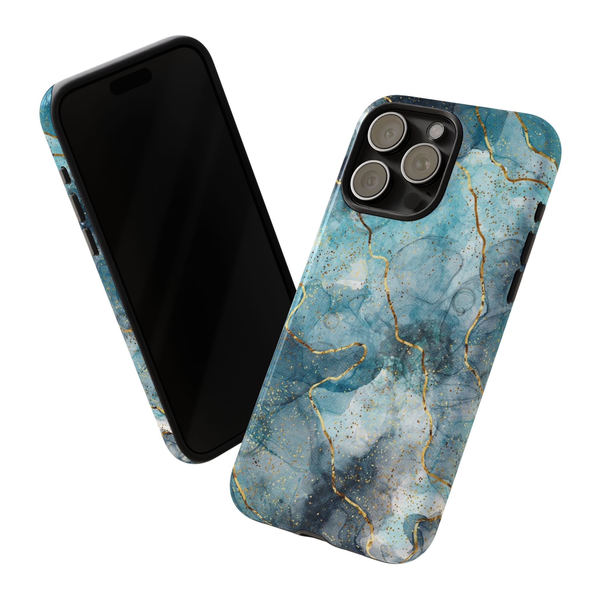 Blue Gold Marble Tough Phone Case