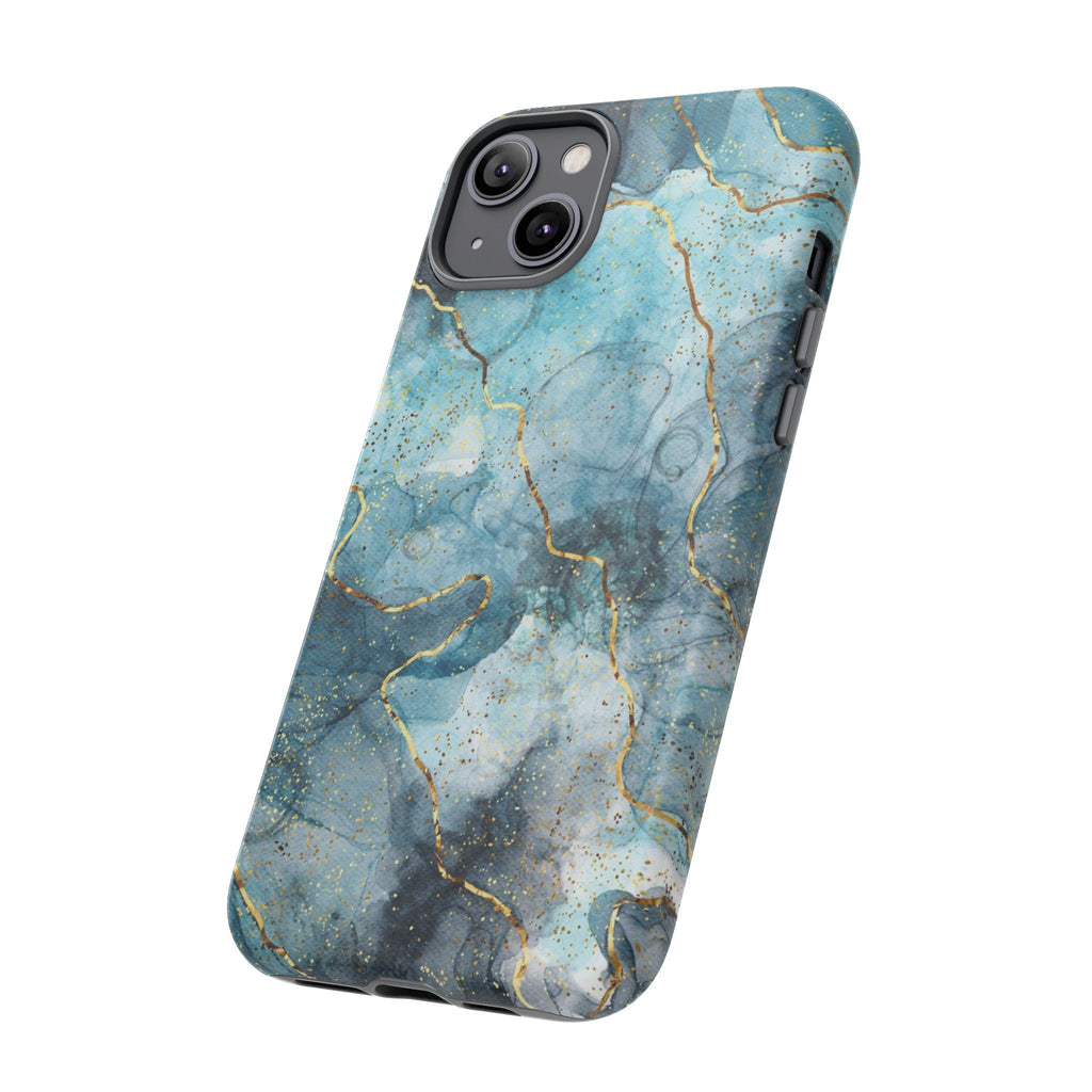 Blue Gold Marble Tough Phone Case