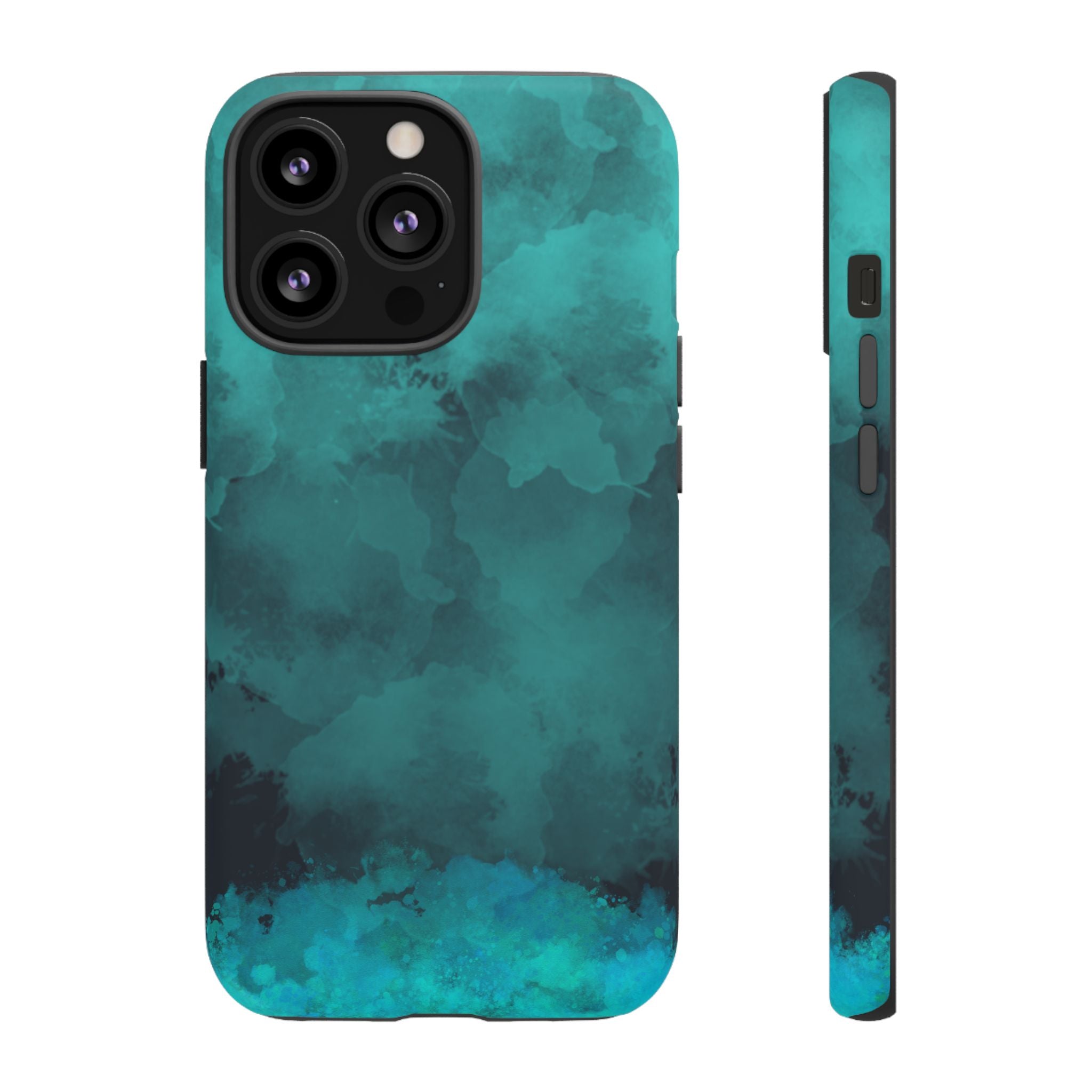 Turquoise Cloud Tough Phone Case — Protective Teal Marble Design