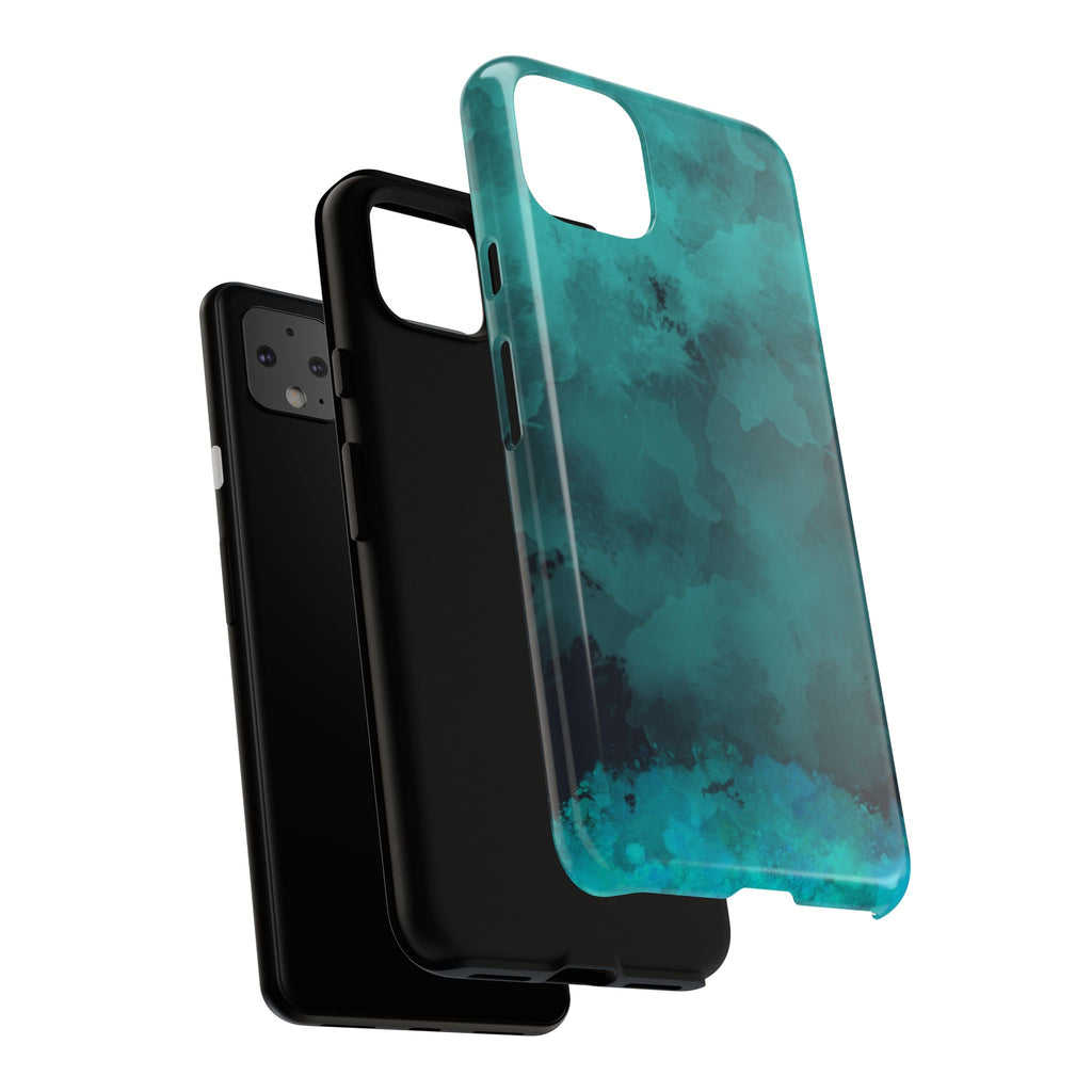 Turquoise Cloud Tough Phone Case — Protective Teal Marble Design