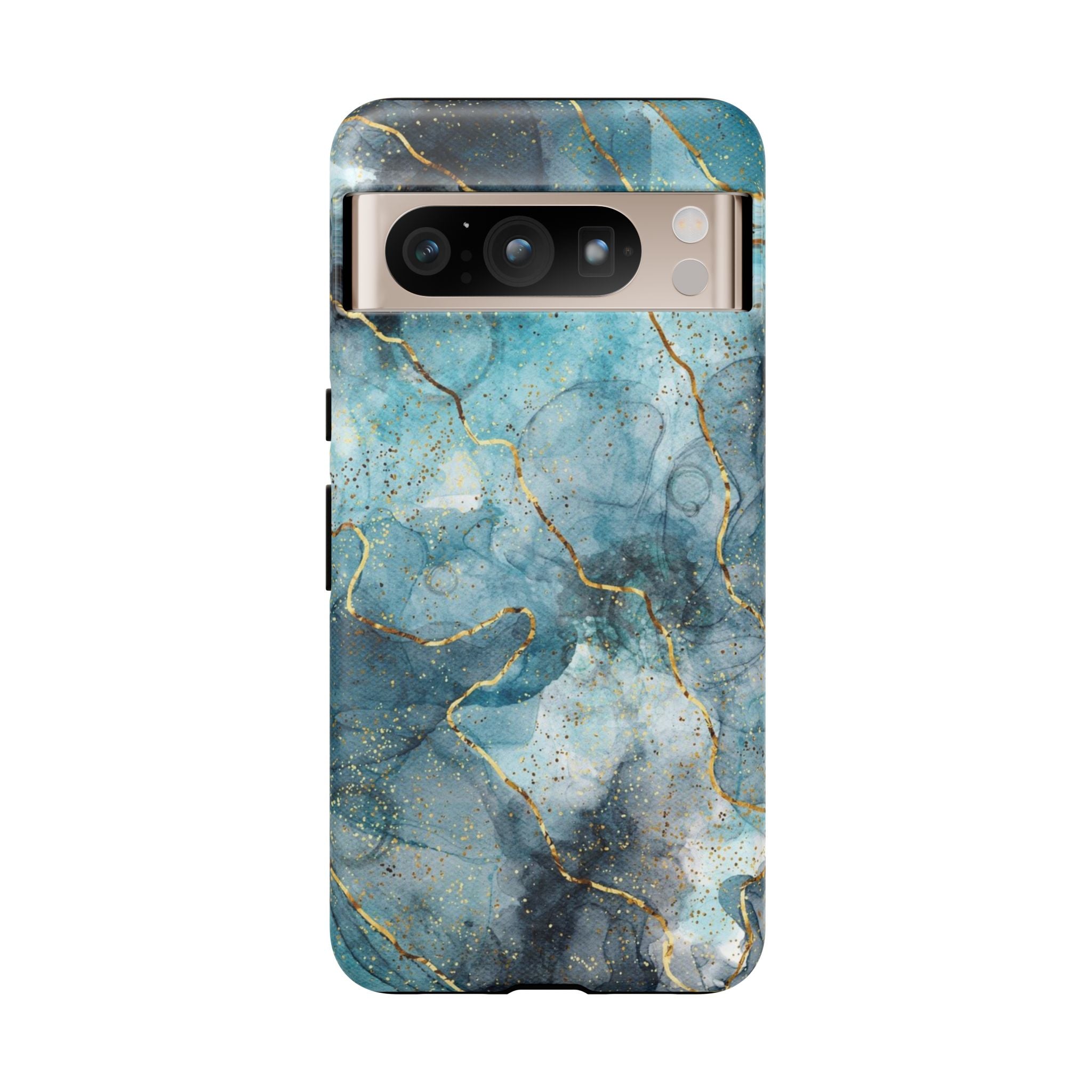 Blue Gold Marble Tough Phone Case