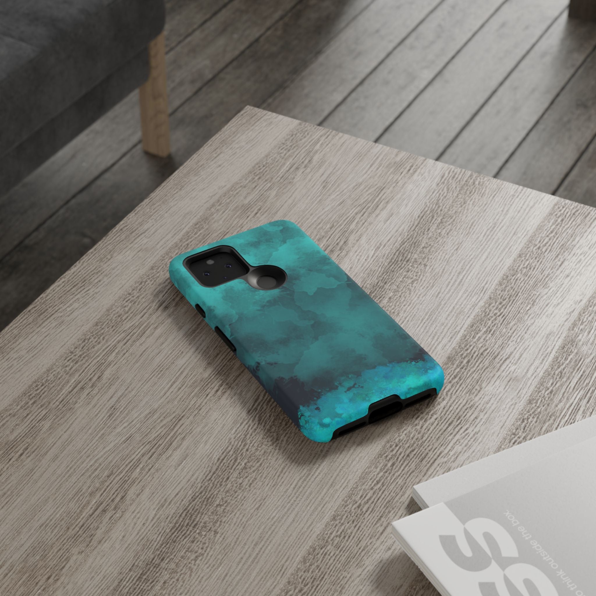 Turquoise Cloud Tough Phone Case — Protective Teal Marble Design