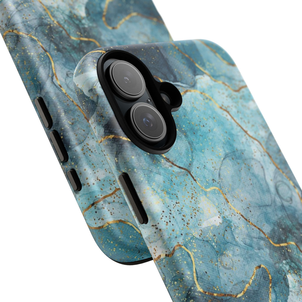 Blue Gold Marble Tough Phone Case