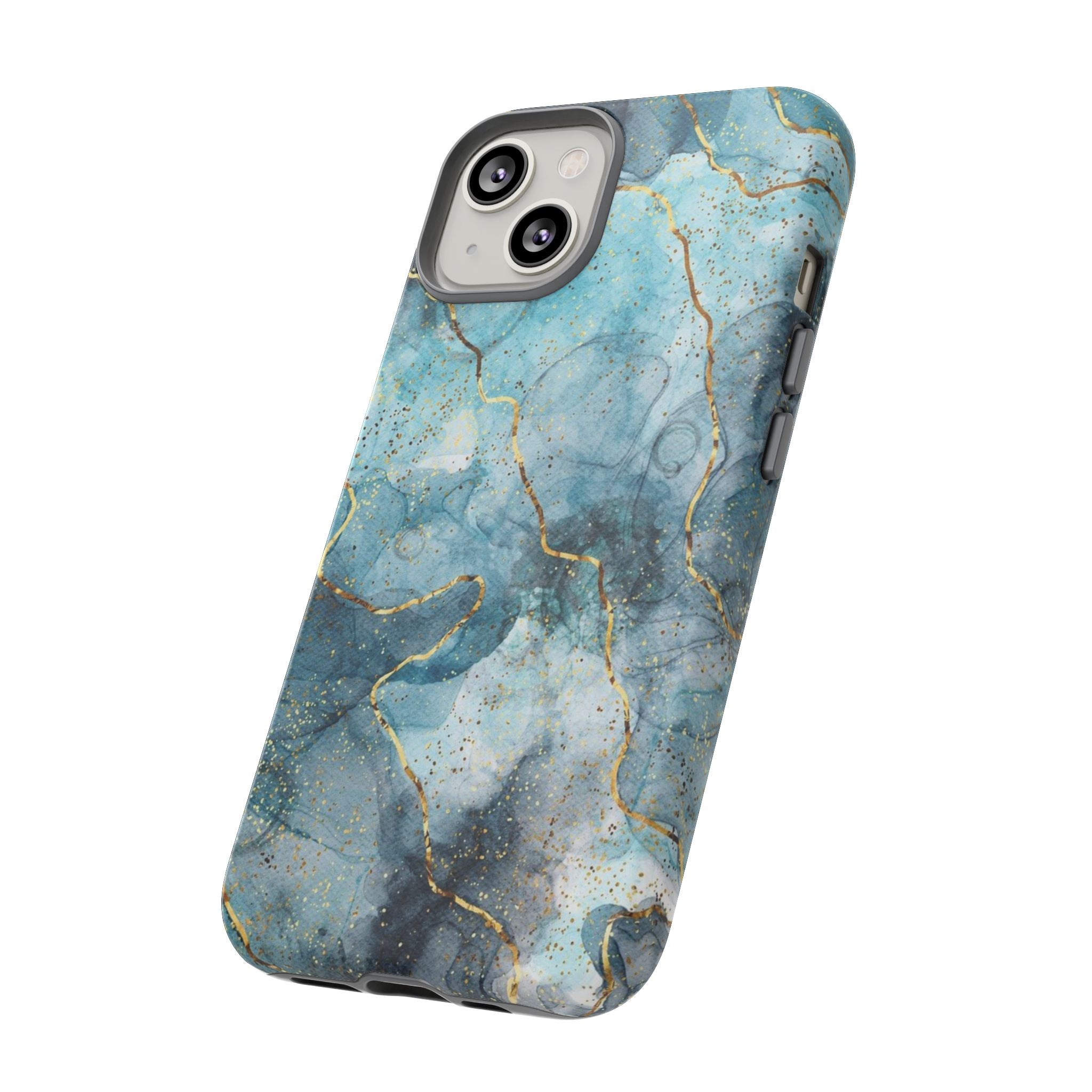 Blue Gold Marble Tough Phone Case
