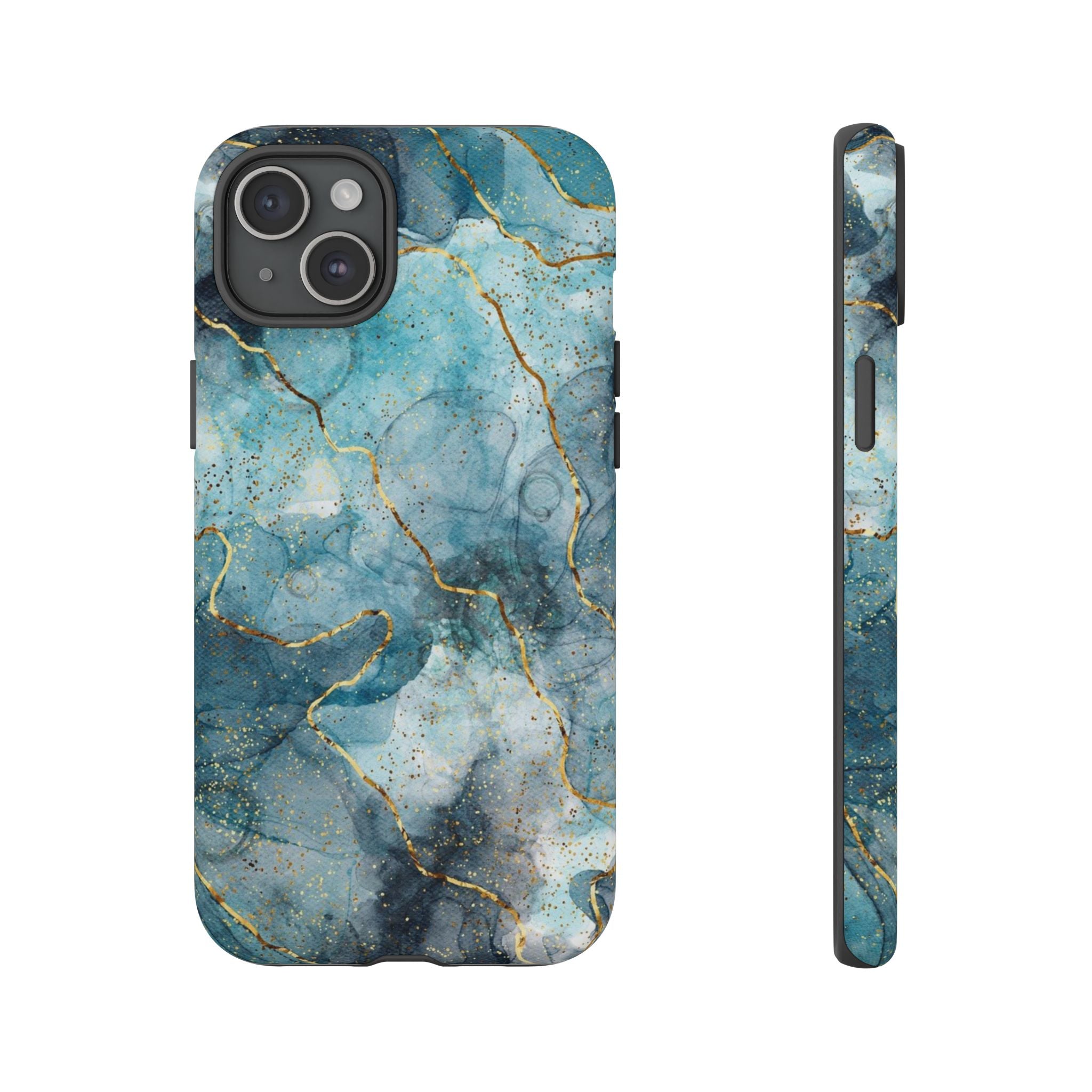 Blue Gold Marble Tough Phone Case
