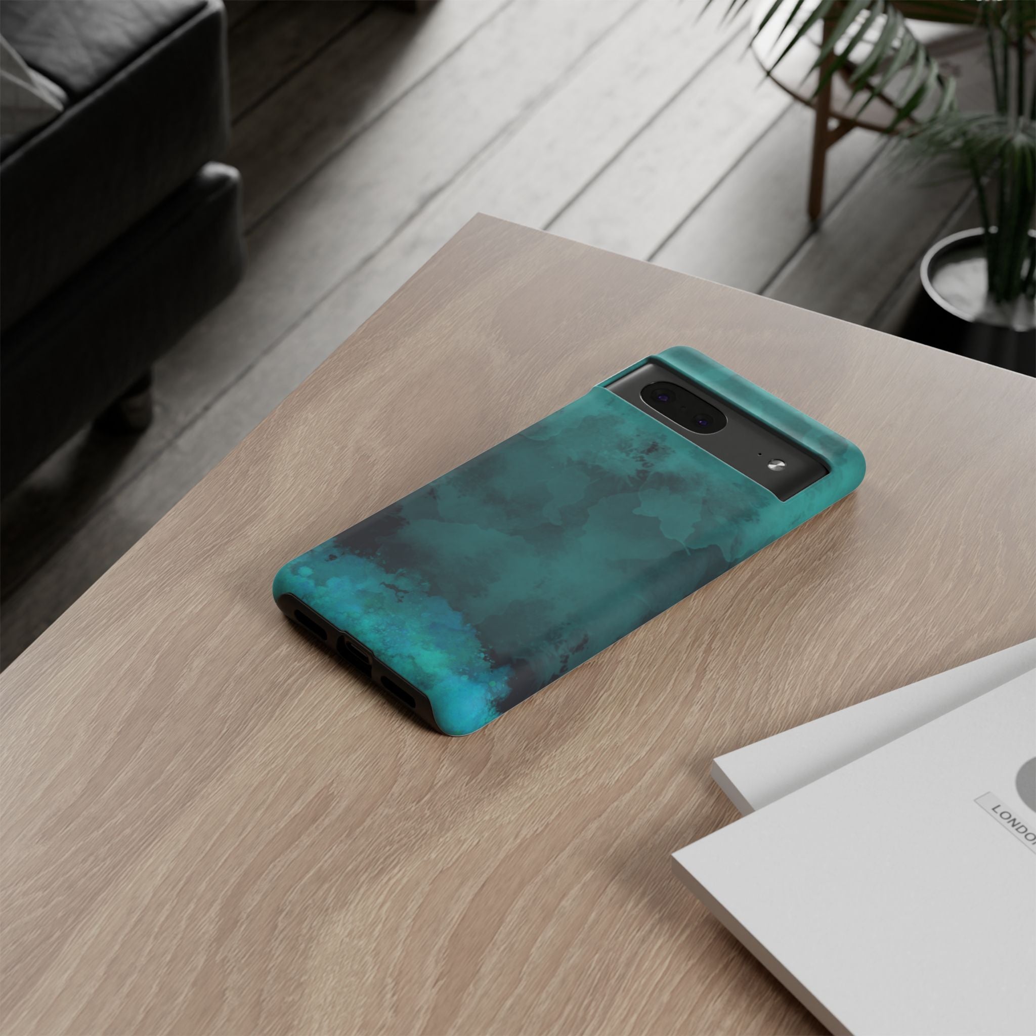 Turquoise Cloud Tough Phone Case — Protective Teal Marble Design
