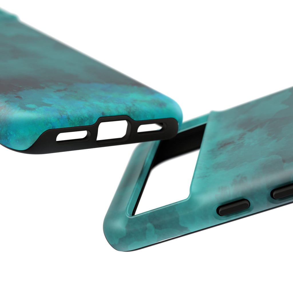 Turquoise Cloud Tough Phone Case — Protective Teal Marble Design