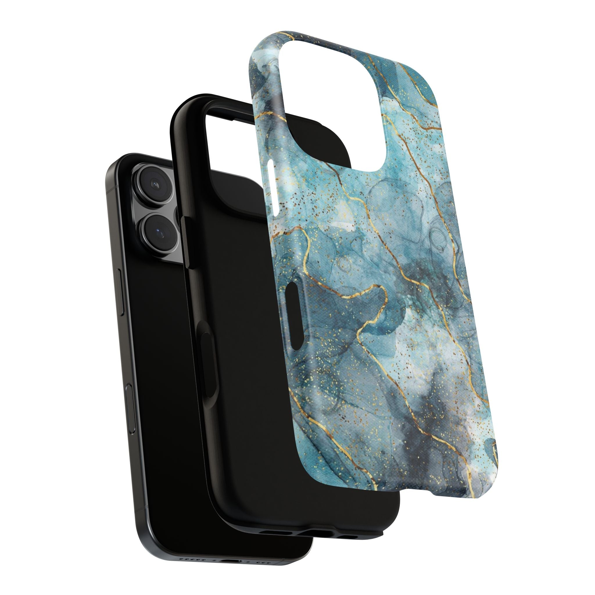 Blue Gold Marble Tough Phone Case