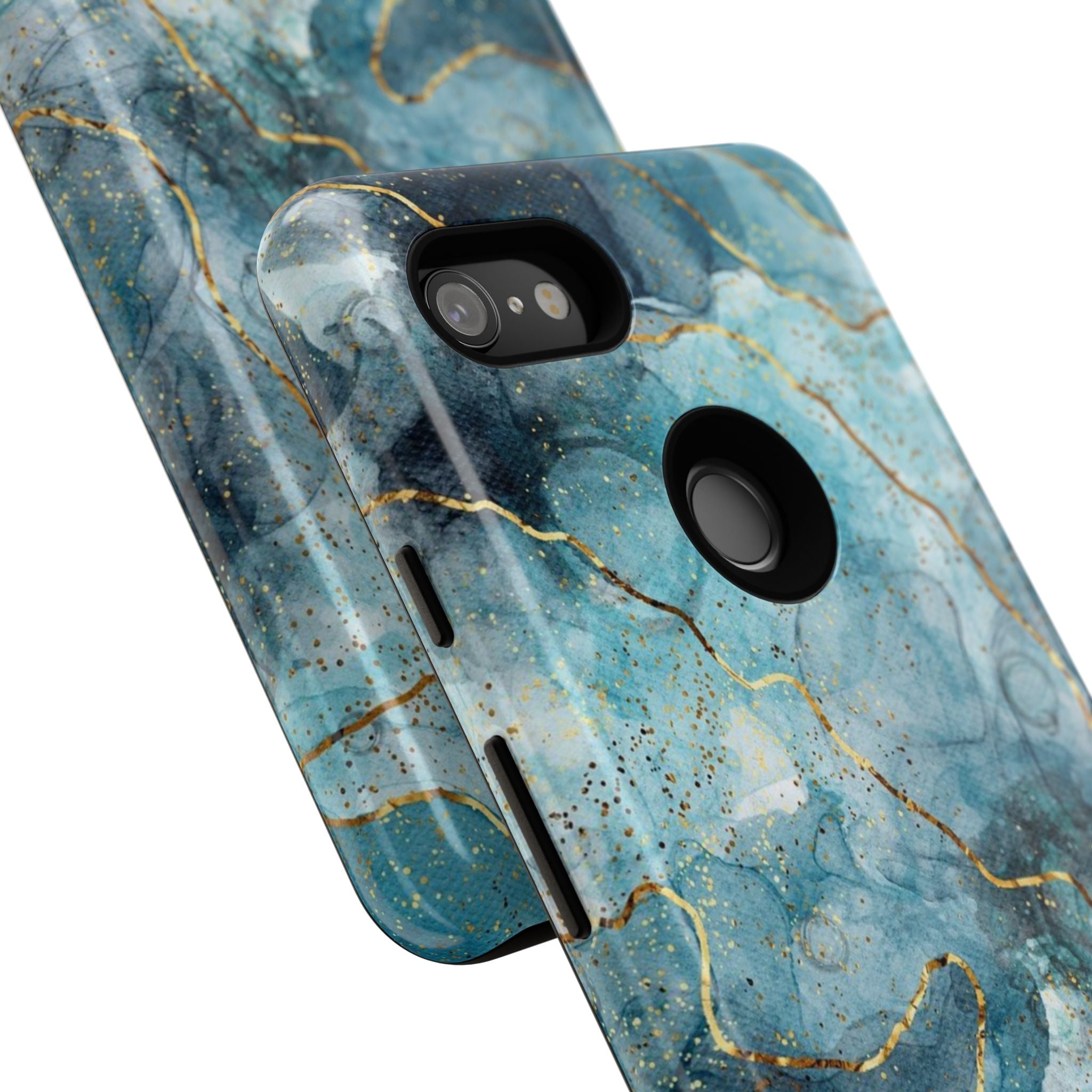 Blue Gold Marble Tough Phone Case
