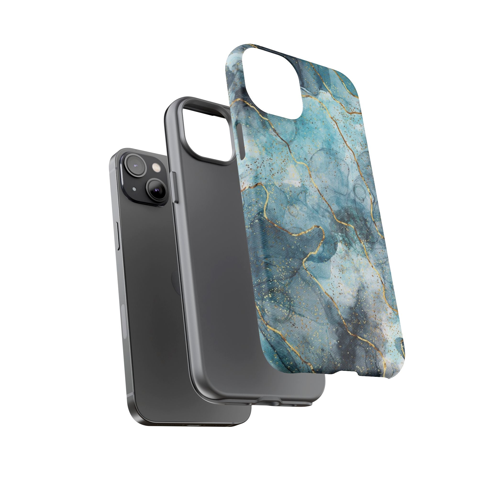 Blue Gold Marble Tough Phone Case