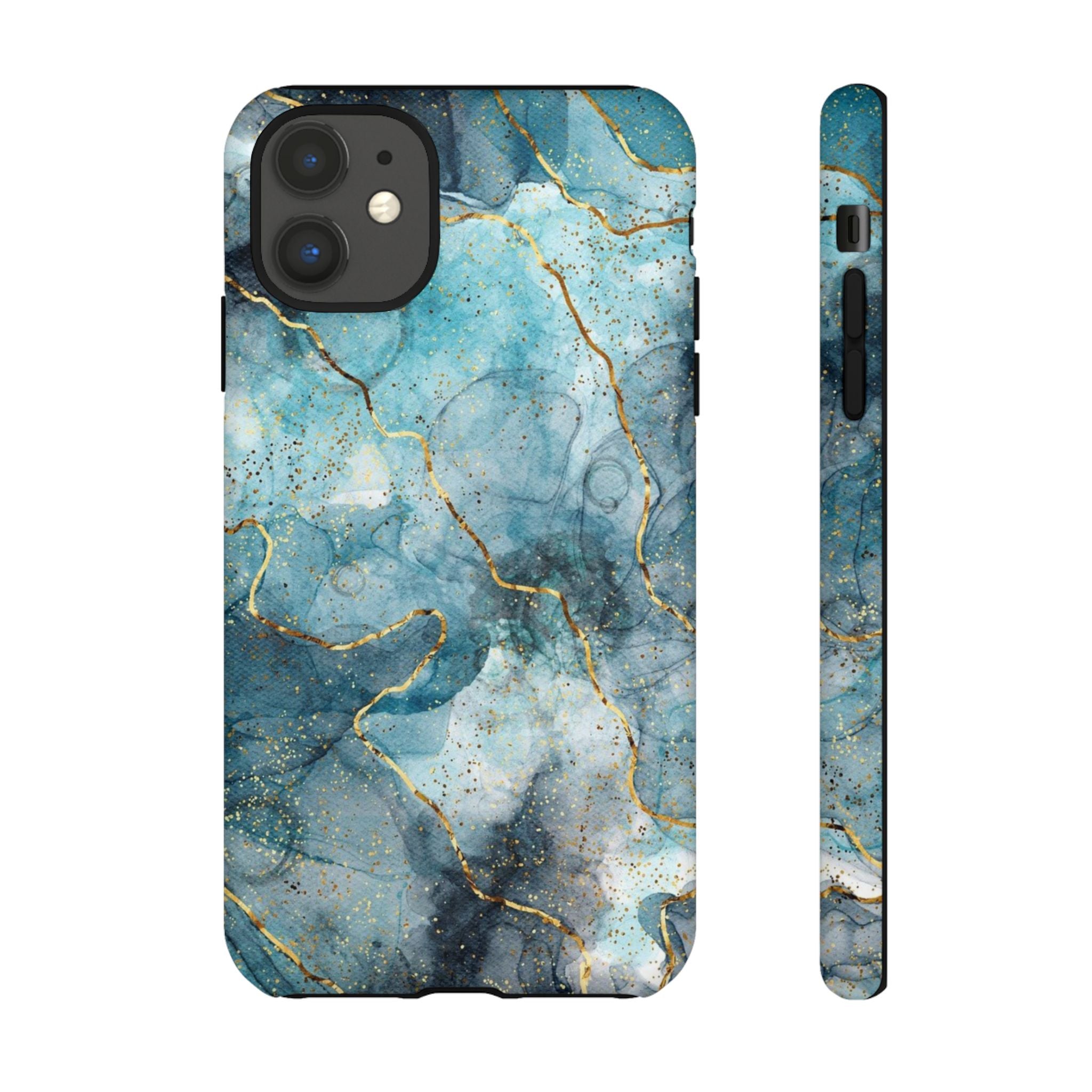 Blue Gold Marble Tough Phone Case