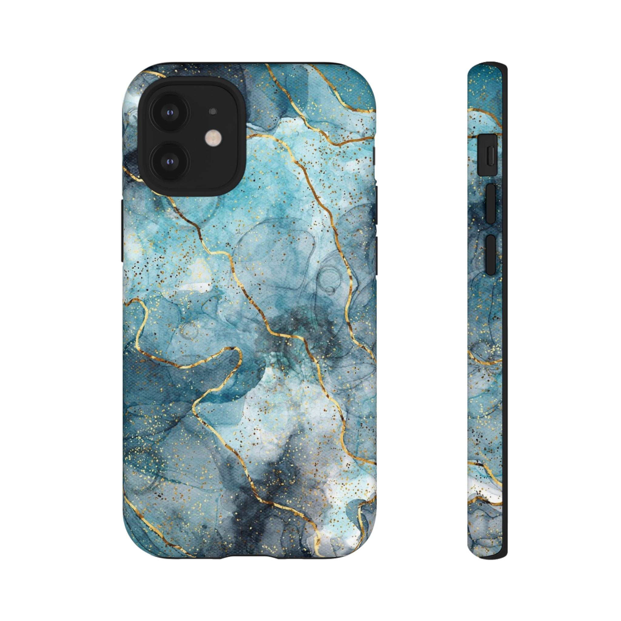 Blue Gold Marble Tough Phone Case